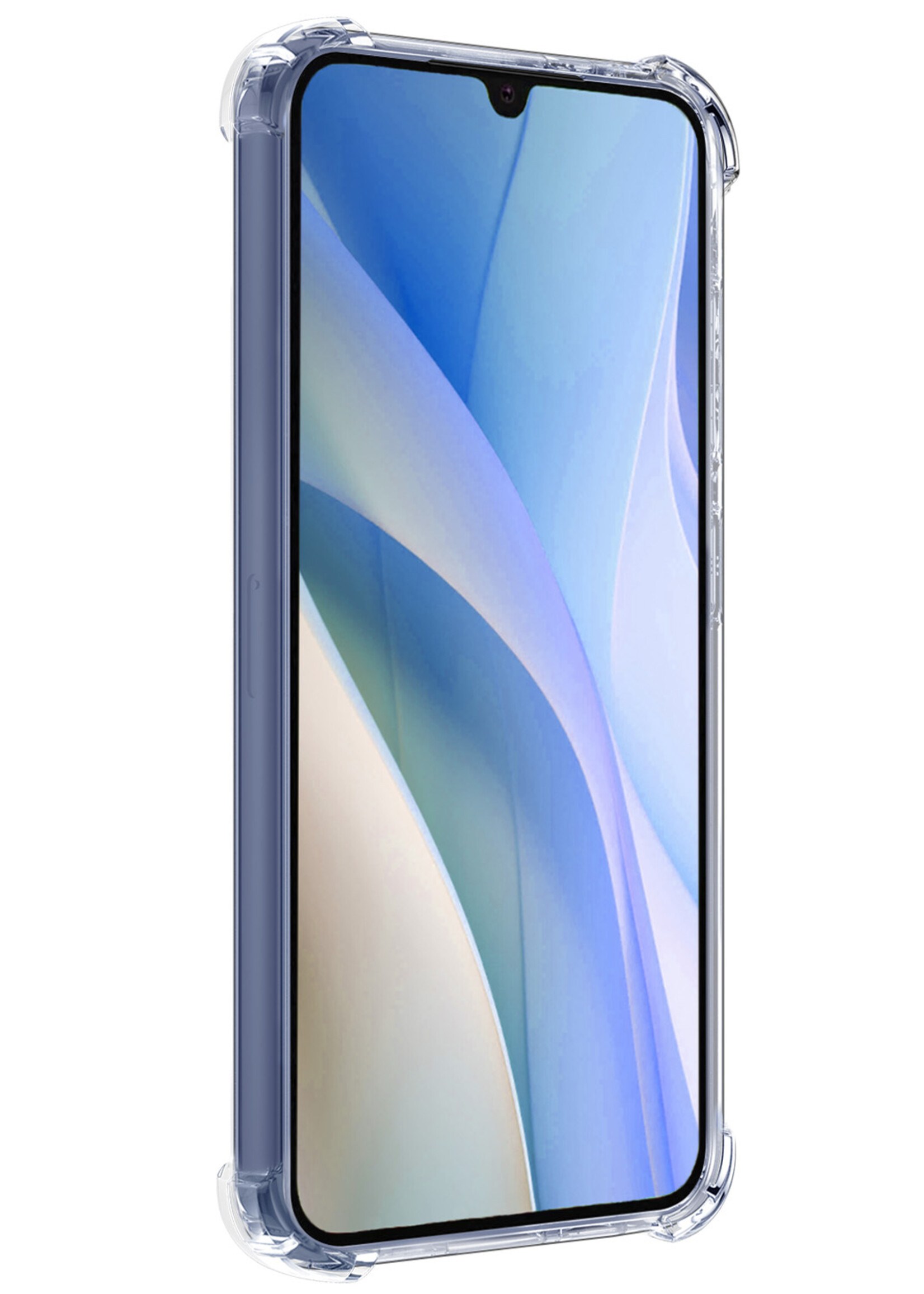 BTH Hoesje Geschikt voor Samsung A15 Hoesje Met Pasjeshouder Siliconen Case Met Kaarthouder Met Screenprotector - Hoes Geschikt voor Samsung Galaxy A15 Hoesje Shock Proof Case - Transparant