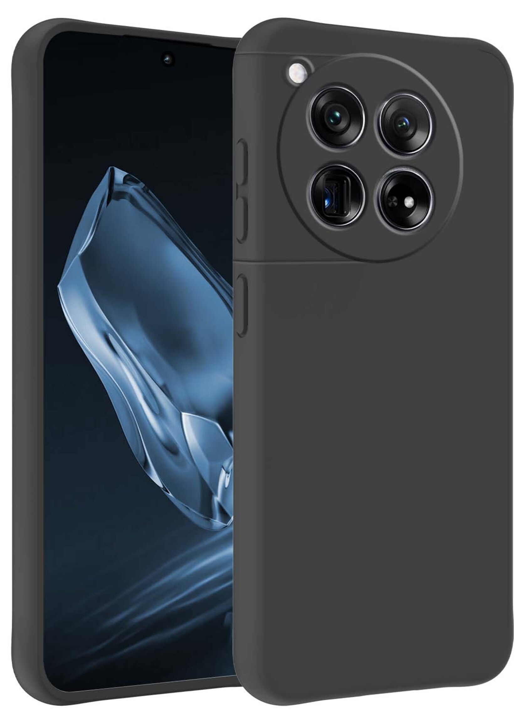 BTH Hoesje Geschikt voor OnePlus 12 Hoesje Siliconen Case Hoes - Hoes Geschikt voor OnePlus 12 Hoes Cover Case - Zwart