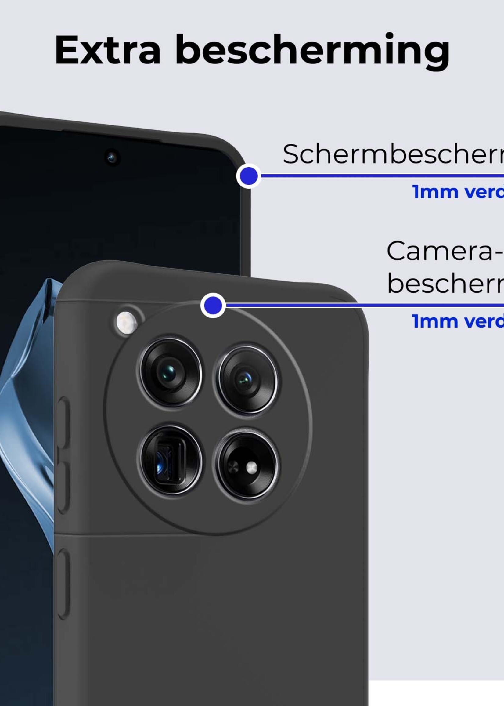 BTH Hoesje Geschikt voor OnePlus 12 Hoesje Siliconen Case Hoes - Hoes Geschikt voor OnePlus 12 Hoes Cover Case - Zwart