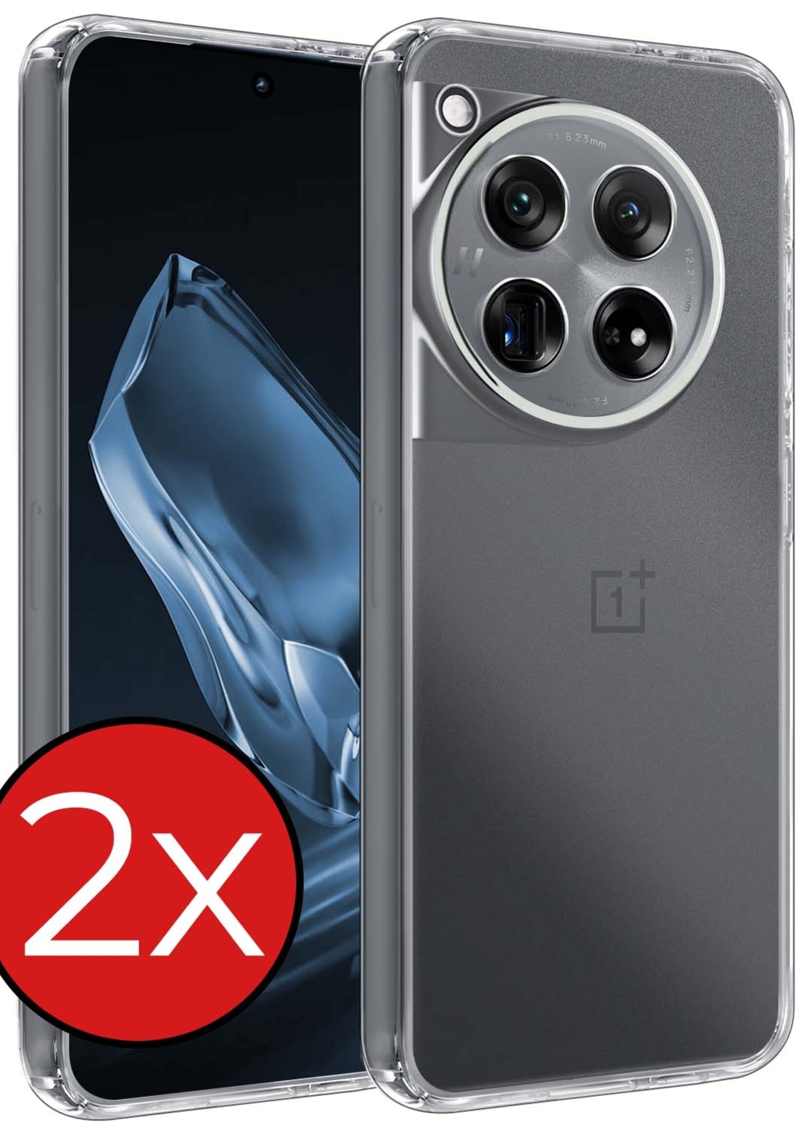 BTH Hoesje Geschikt voor OnePlus 12 Hoesje Siliconen Case Hoes - Hoes Geschikt voor OnePlus 12 Hoes Cover Case - Transparant - 2 PACK