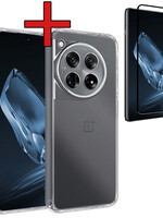 BTH BTH OnePlus 12 Hoesje Siliconen Met Screenprotector - Transparant