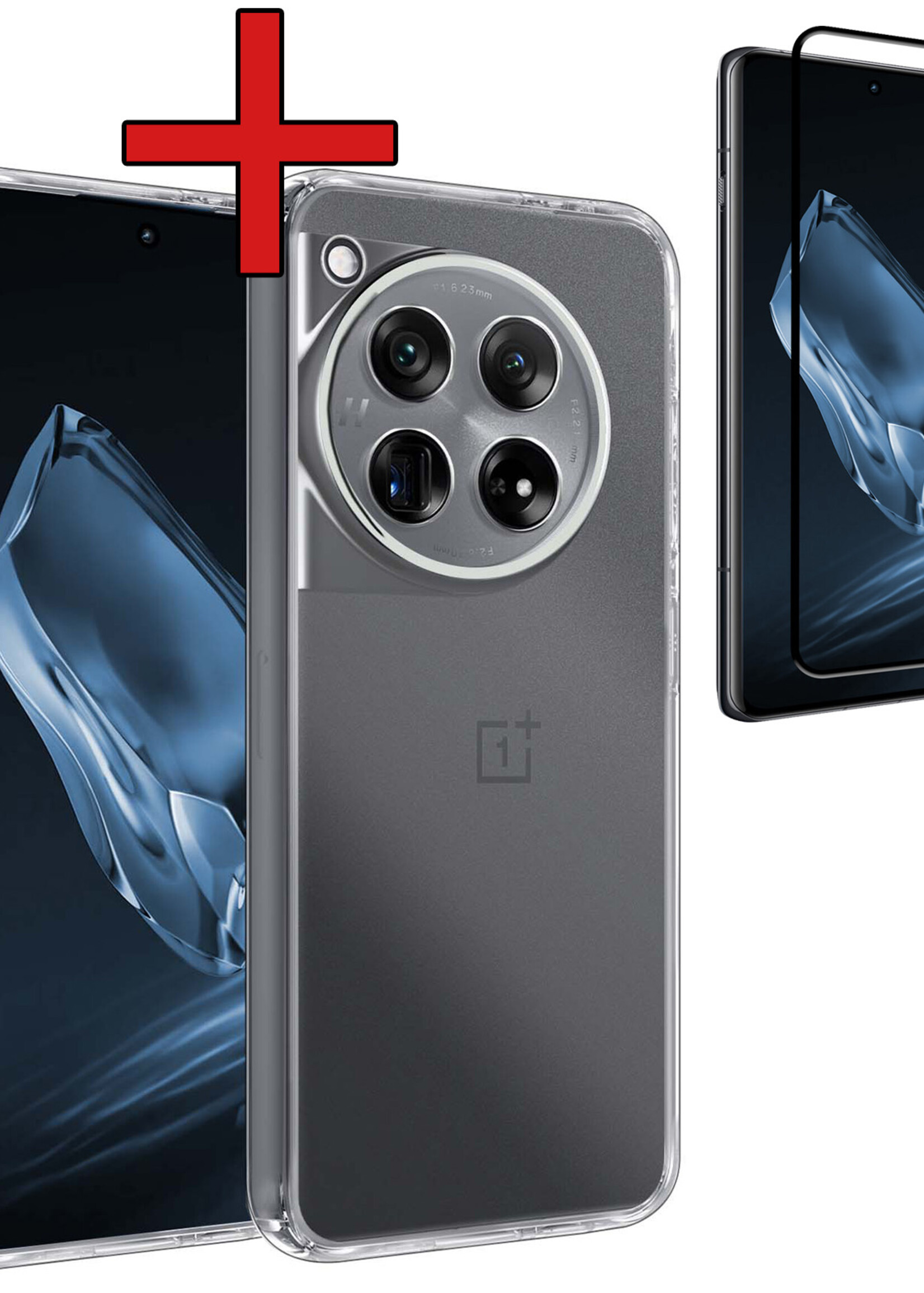 BTH Hoesje Geschikt voor OnePlus 12 Hoesje Siliconen Case Hoes Met Screenprotector - Hoes Geschikt voor OnePlus 12 Hoes Cover Case - Transparant