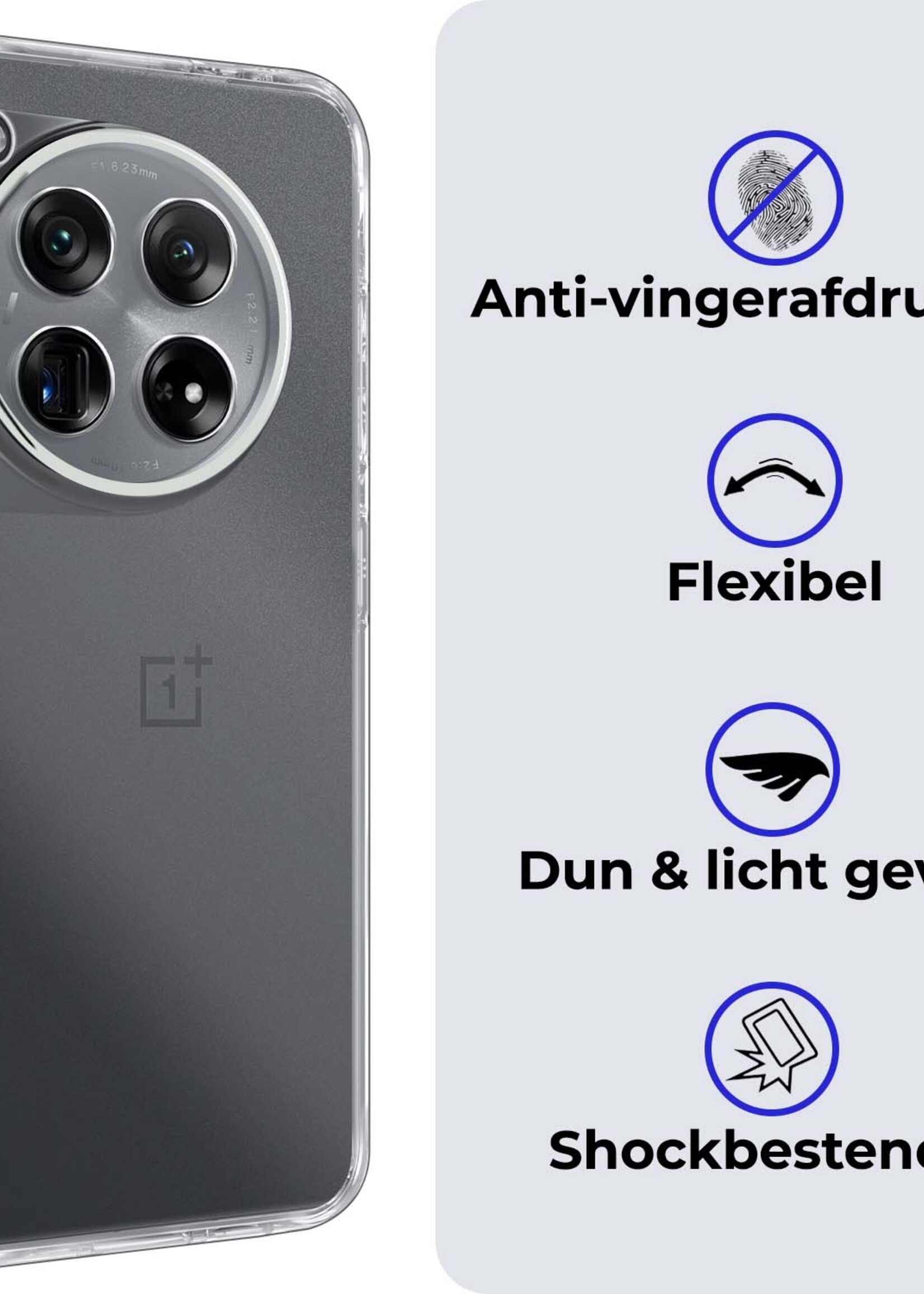 BTH Hoesje Geschikt voor OnePlus 12 Hoesje Siliconen Case Hoes Met 2x Screenprotector - Hoes Geschikt voor OnePlus 12 Hoes Cover Case - Transparant