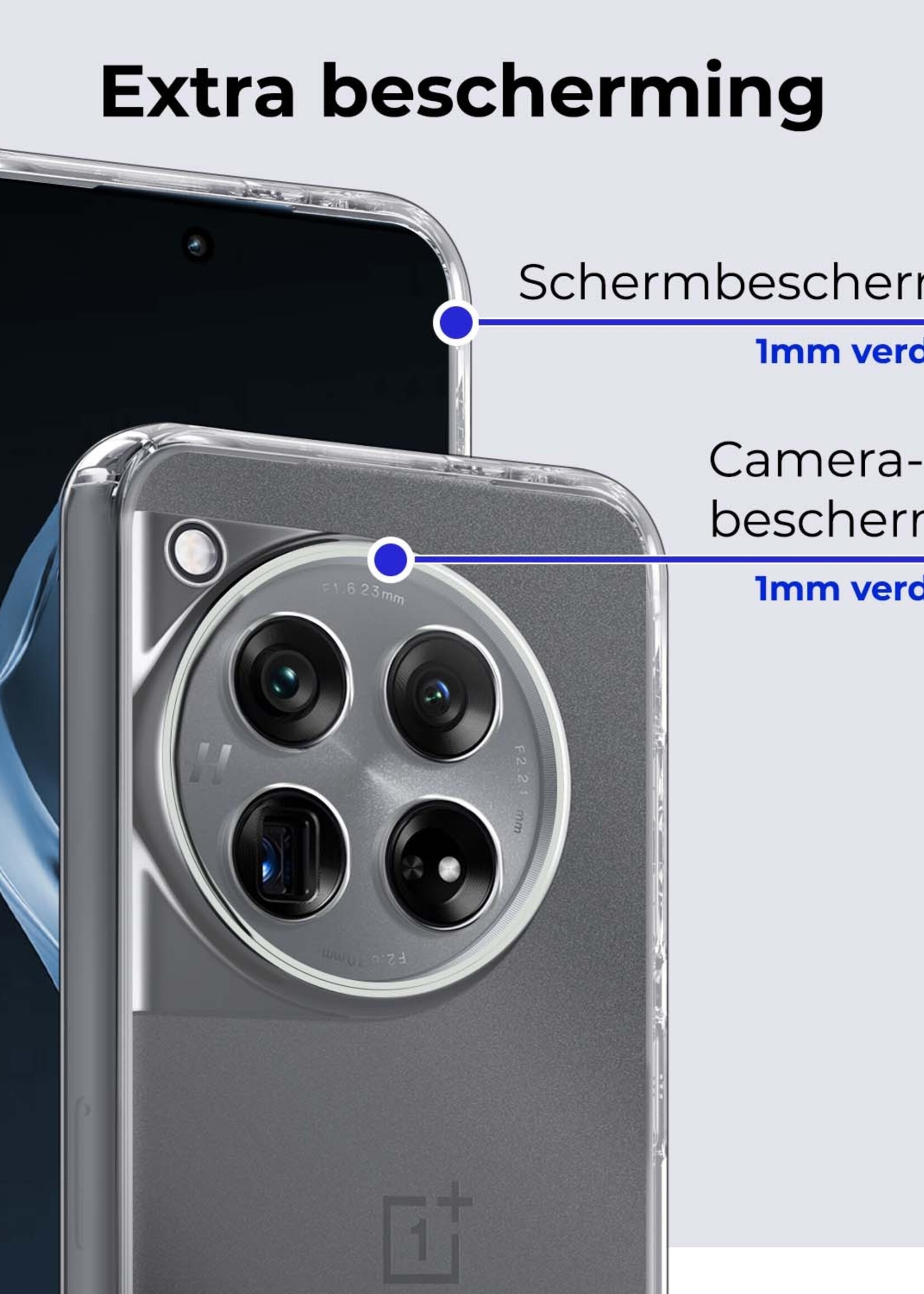 BTH Hoesje Geschikt voor OnePlus 12 Hoesje Siliconen Case Hoes Met 2x Screenprotector - Hoes Geschikt voor OnePlus 12 Hoes Cover Case - Transparant
