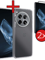 BTH BTH OnePlus 12 Hoesje Siliconen Met 2x Screenprotector - Transparant