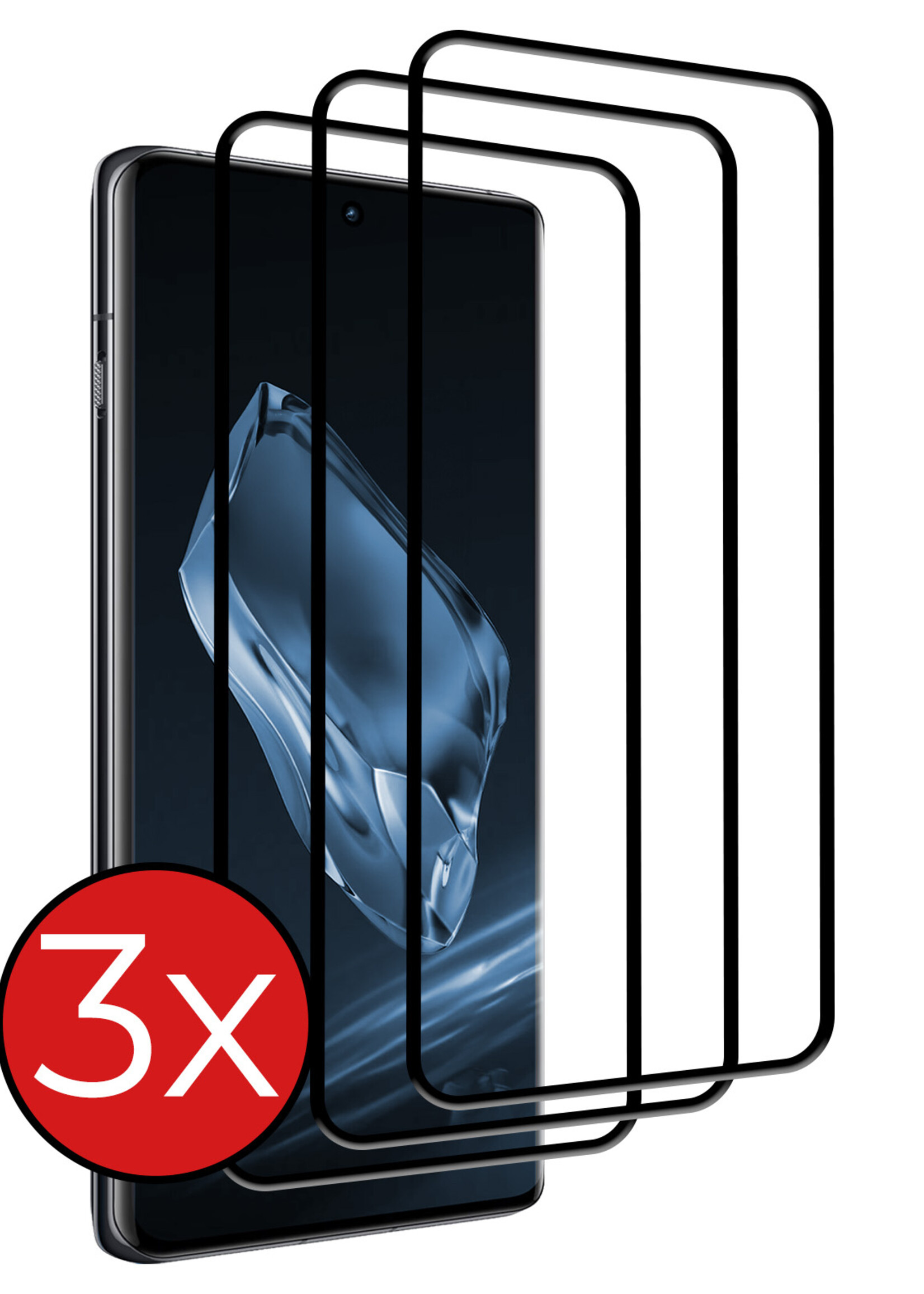 BTH Screenprotector Geschikt voor OnePlus 12R Screenprotector Glas Gehard Tempered Glass Full Cover - Screenprotector Geschikt voor OnePlus 12R Screen Protector Screen Cover - 3 PACK