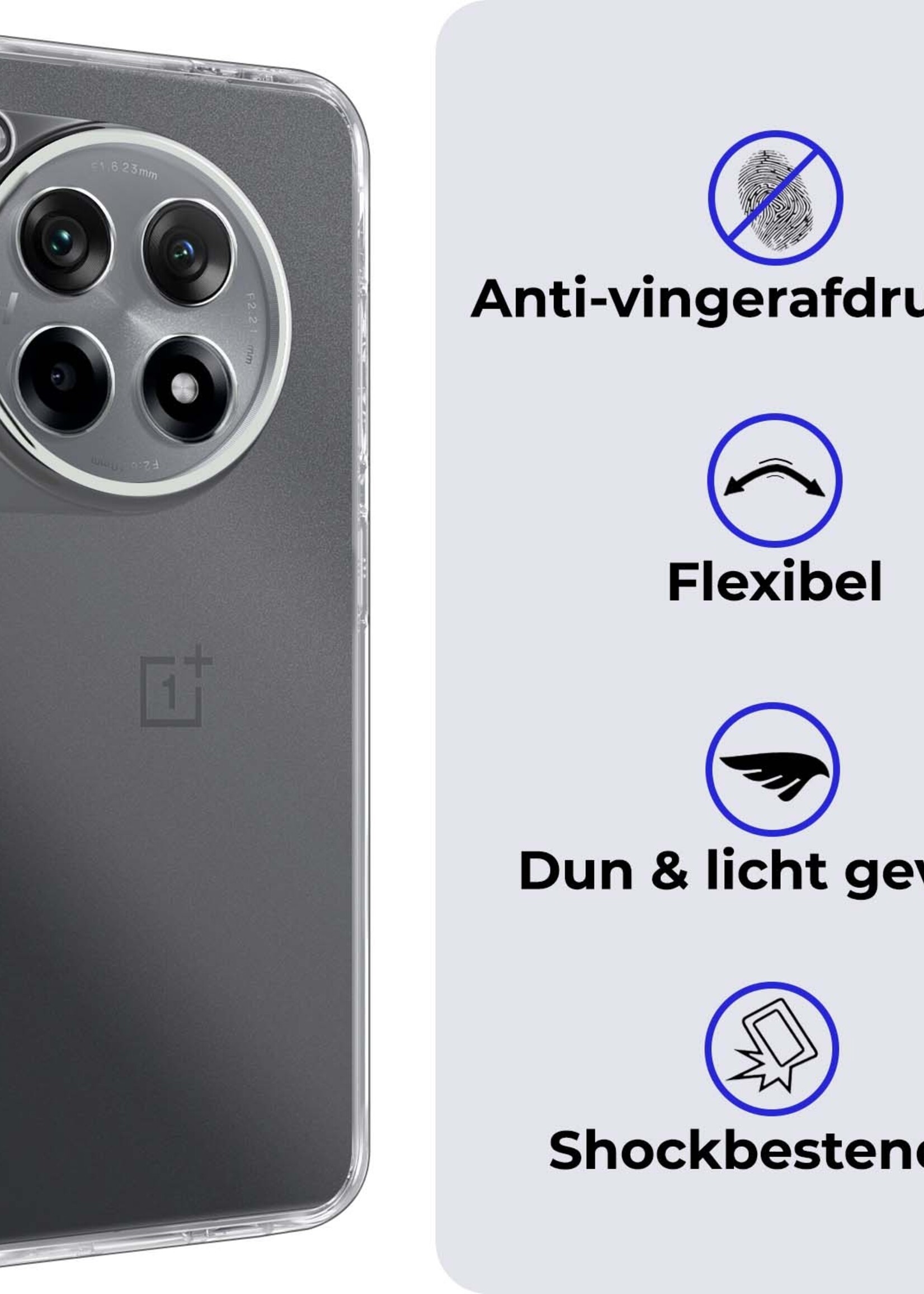 BTH Hoesje Geschikt voor OnePlus 12R Hoesje Siliconen Case Hoes - Hoes Geschikt voor OnePlus 12R Hoes Cover Case - Transparant
