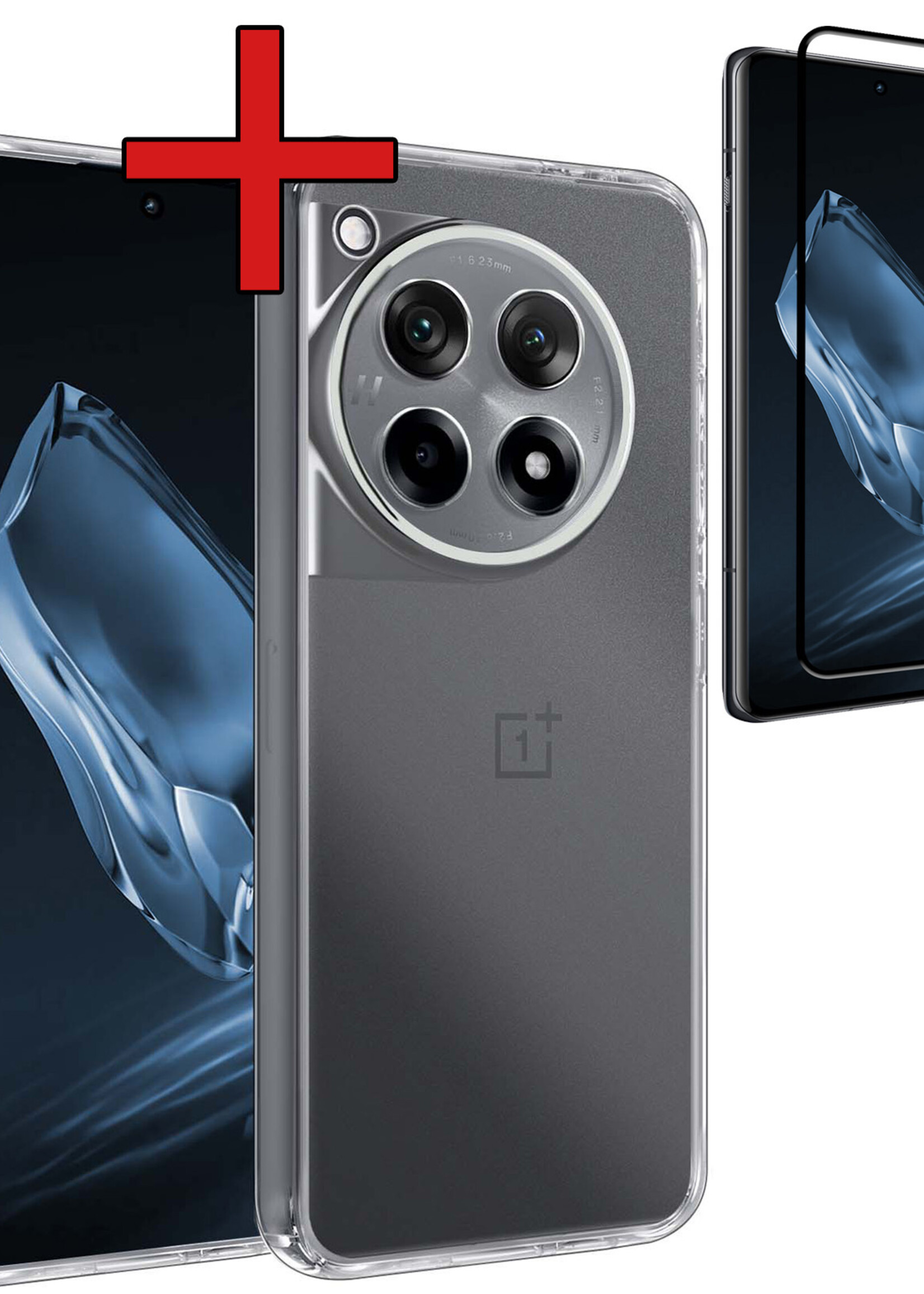 BTH Hoesje Geschikt voor OnePlus 12R Hoesje Siliconen Case Hoes Met Screenprotector - Hoes Geschikt voor OnePlus 12R Hoes Cover Case - Transparant