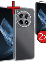 BTH BTH OnePlus 12R Hoesje Siliconen Met 2x Screenprotector - Transparant