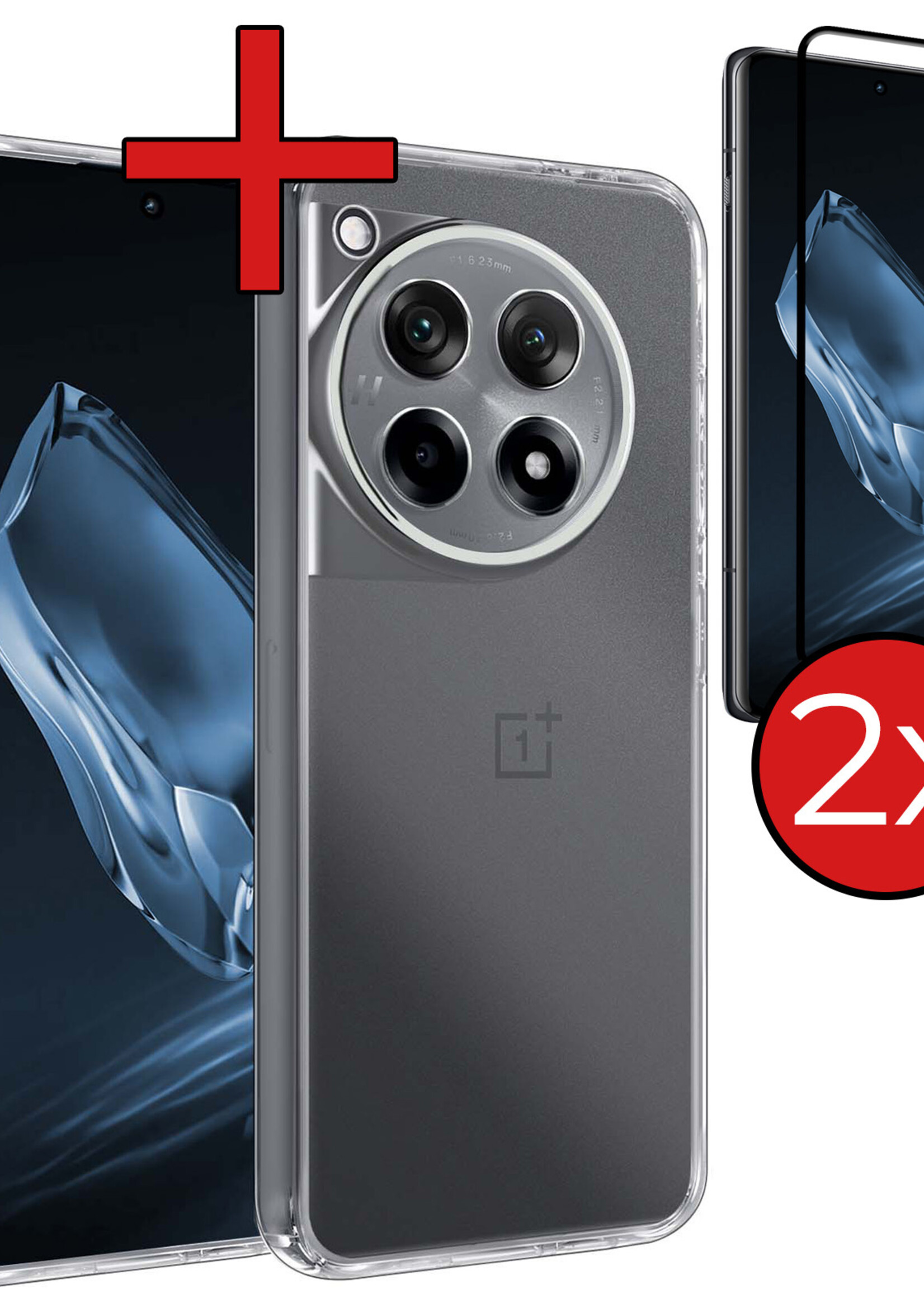 BTH Hoesje Geschikt voor OnePlus 12R Hoesje Siliconen Case Hoes Met 2x Screenprotector - Hoes Geschikt voor OnePlus 12R Hoes Cover Case - Transparant