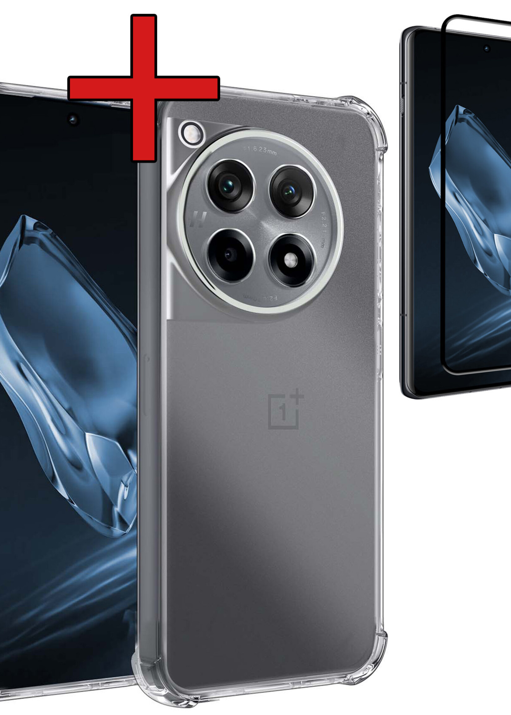 BTH Hoesje Geschikt voor OnePlus 12R Hoesje Siliconen Shock Proof Case Hoes Met Screenprotector - Hoes Geschikt voor OnePlus 12R Hoes Cover Case Shockproof - Transparant
