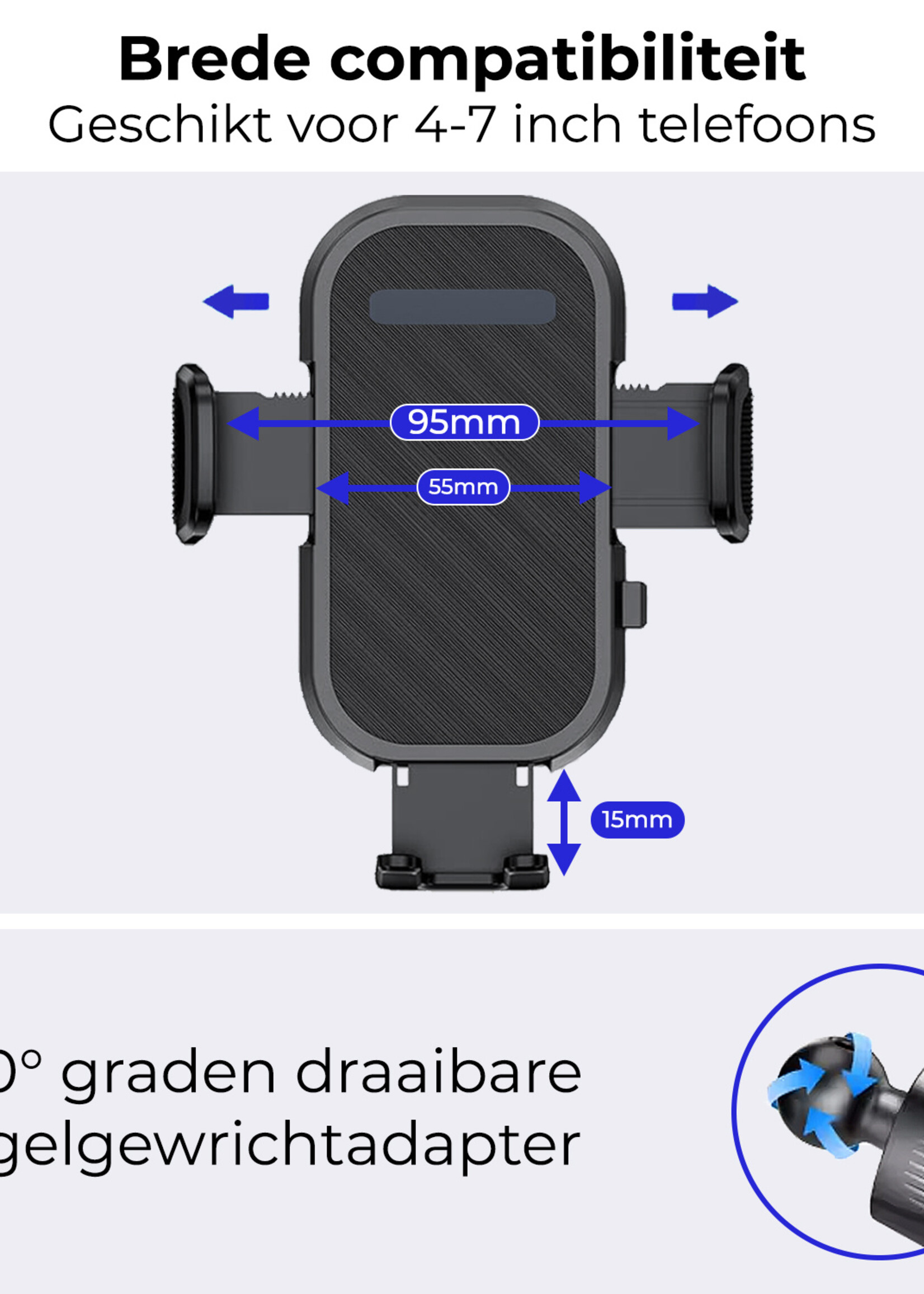 BTH Telefoonhouders Auto Ventilatie Universeel Telefoonhouder Auto Verstelbaar - Auto Telefoonhouder Draaibaar Auto Accessoires - Zwart