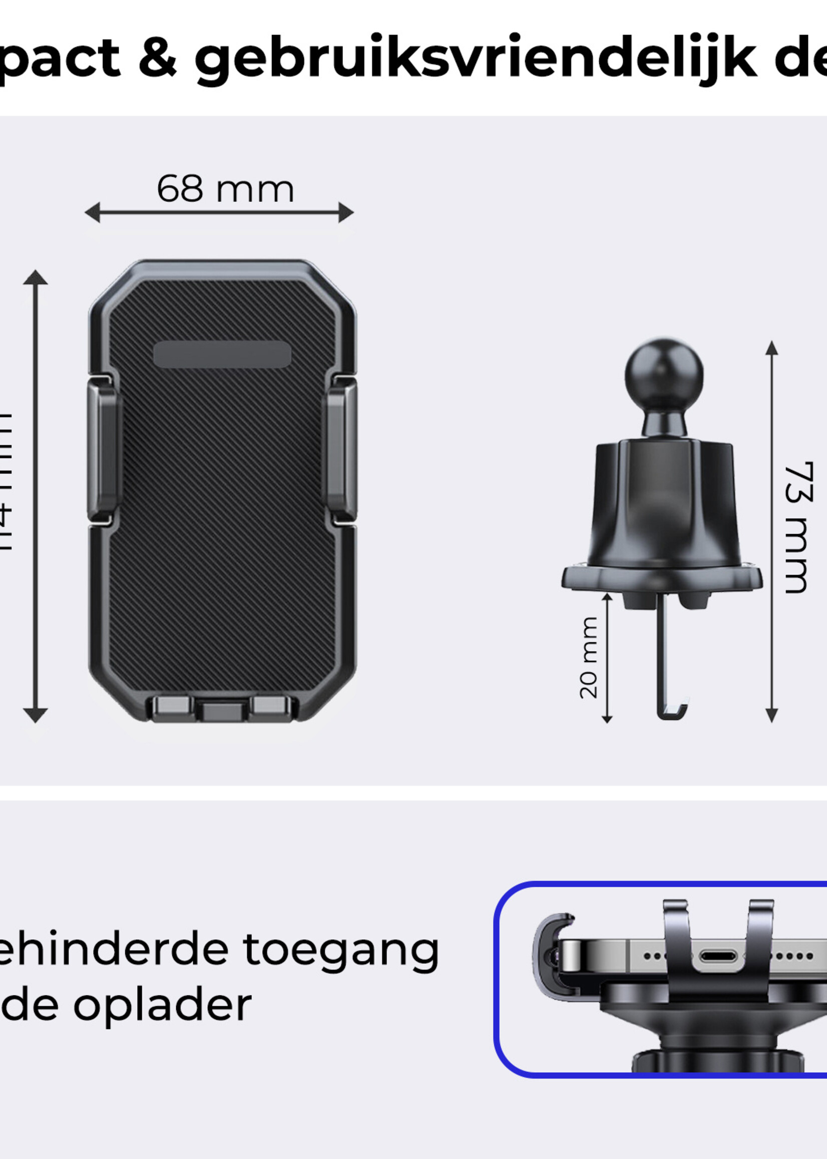 BTH Telefoonhouders Auto Ventilatie Universeel Telefoonhouder Auto Verstelbaar - Auto Telefoonhouder Draaibaar Auto Accessoires - Zwart
