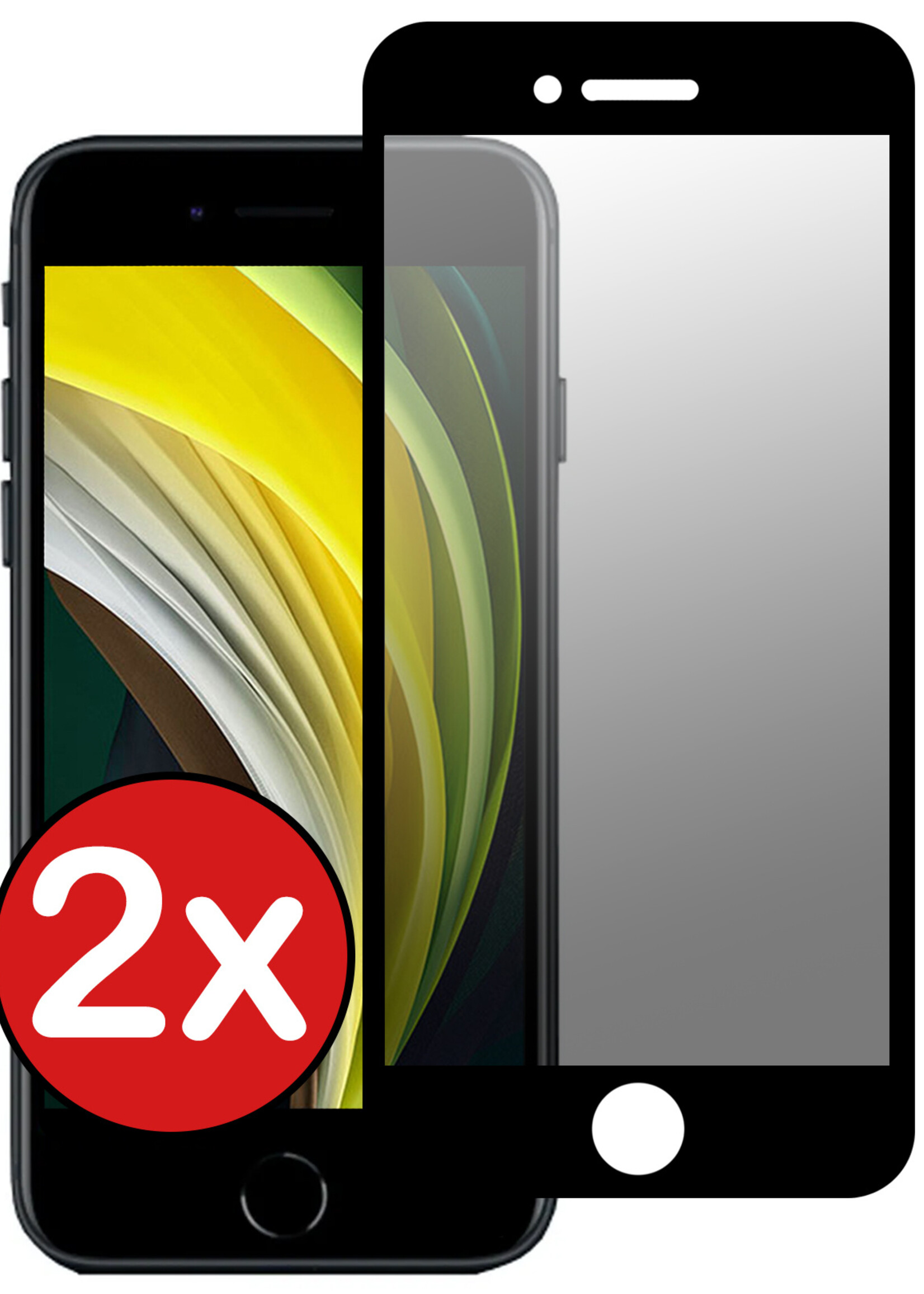 BTH Screenprotector Geschikt voor iPhone 6 Screenprotector Privacy Glas Gehard Full Cover - Screenprotector Geschikt voor iPhone 6 Screenprotector Privacy Tempered Glass - 2 PACK