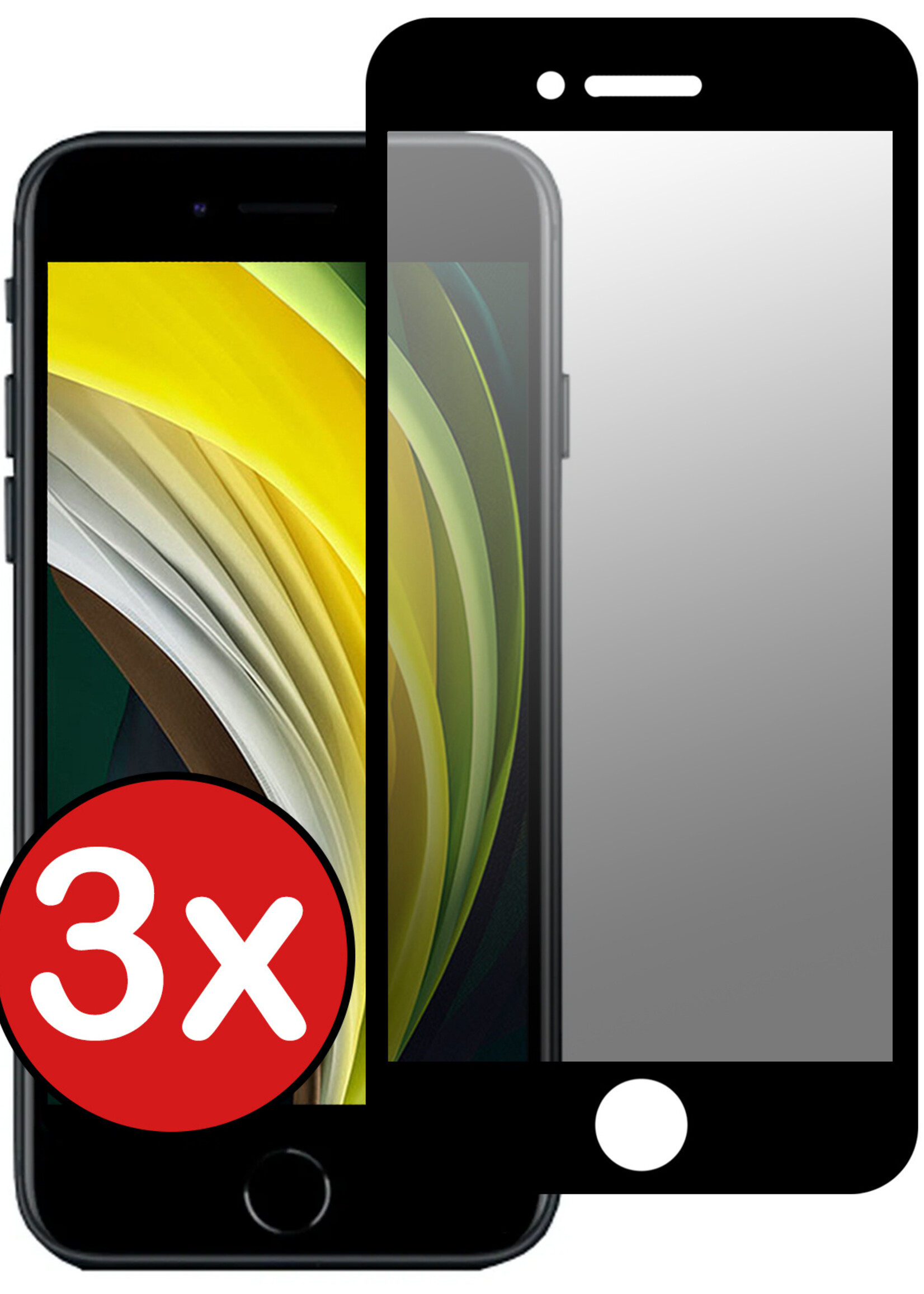 BTH Screenprotector Geschikt voor iPhone 6s Screenprotector Privacy Glas Gehard Full Cover - Screenprotector Geschikt voor iPhone 6s Screenprotector Privacy Tempered Glass - 3 PACK