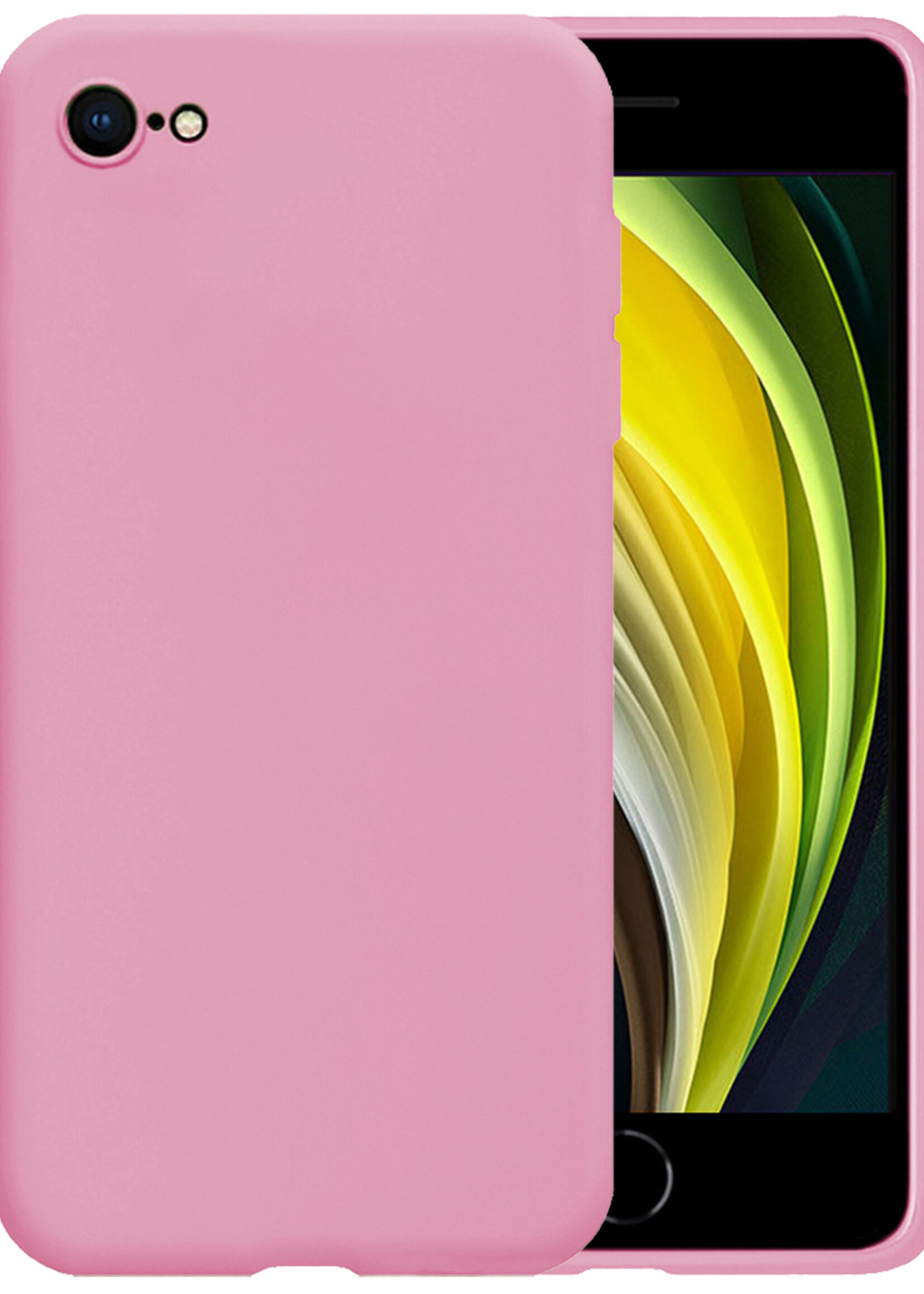 BTH Hoesje Geschikt voor iPhone SE 2022 Hoesje Siliconen Case Hoes - Hoes Geschikt voor iPhone SE (2022) Hoes Cover Case - Donkerroze