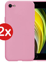BTH BTH iPhone SE 2022 Hoesje Siliconen 2 PACK - Donker Roze