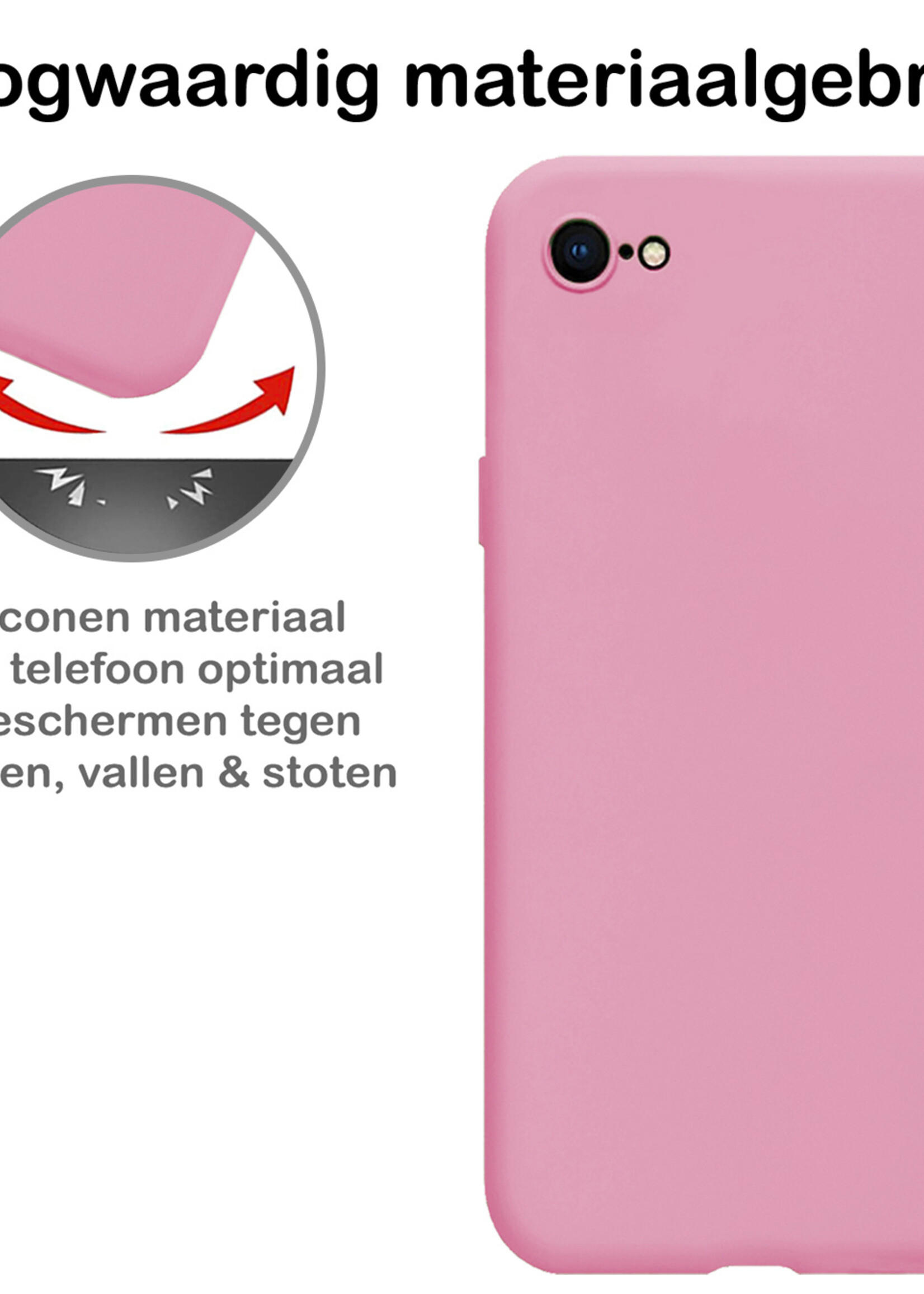 BTH Hoesje Geschikt voor iPhone SE 2022 Hoesje Siliconen Case Hoes - Hoes Geschikt voor iPhone SE (2022) Hoes Cover Case - Donkerroze - 2 PACK