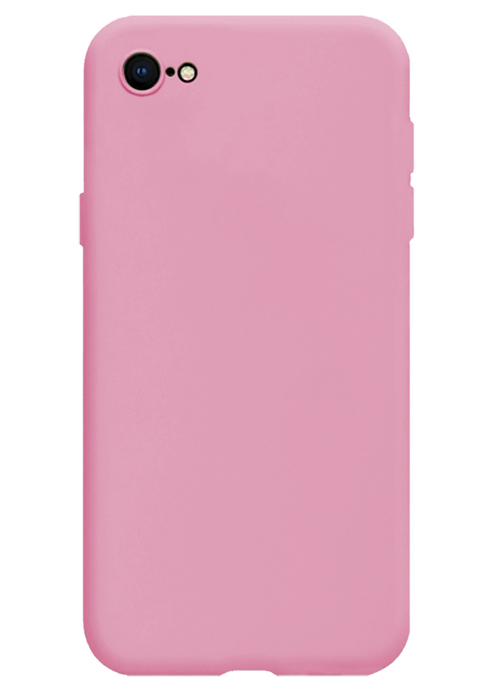 BTH Hoesje Geschikt voor iPhone SE 2022 Hoesje Siliconen Case Hoes - Hoes Geschikt voor iPhone SE (2022) Hoes Cover Case - Donkerroze - 2 PACK