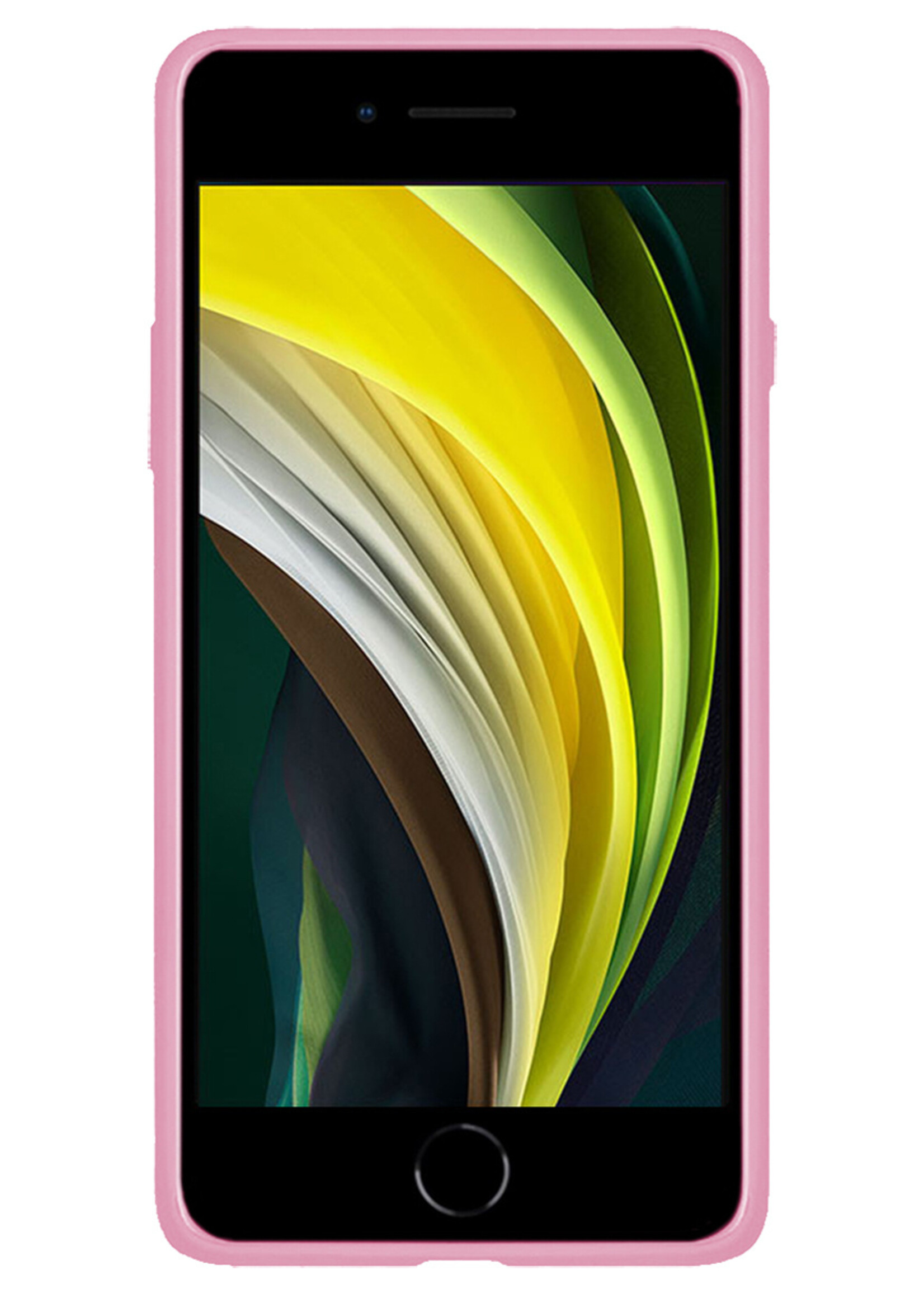 BTH Hoesje Geschikt voor iPhone SE 2022 Hoesje Siliconen Case Hoes - Hoes Geschikt voor iPhone SE (2022) Hoes Cover Case - Donkerroze - 2 PACK