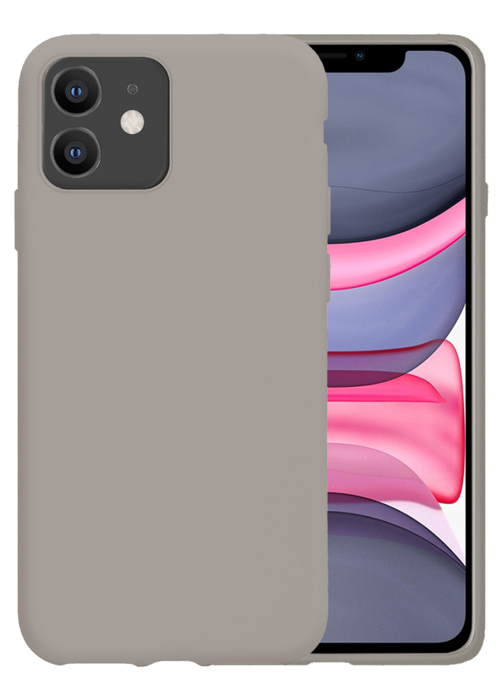 BTH Hoesje Geschikt voor iPhone 11 Hoesje Siliconen Case Hoes - Hoes Geschikt voor iPhone 11 Hoes Cover Case - Grijs
