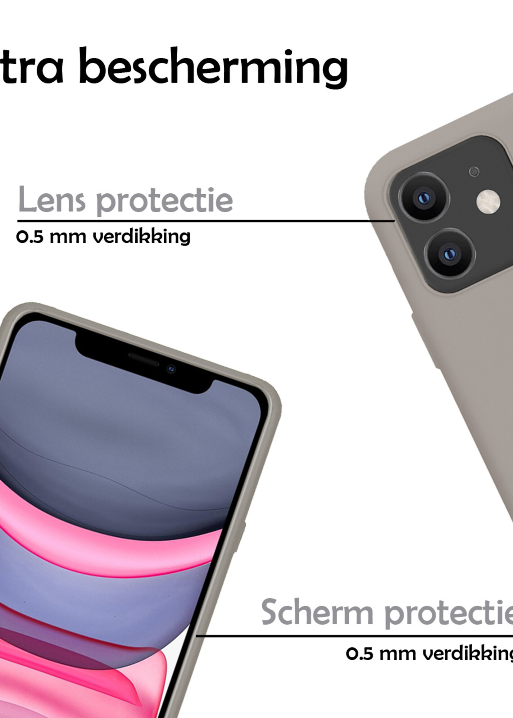 BTH Hoesje Geschikt voor iPhone 11 Hoesje Siliconen Case Hoes - Hoes Geschikt voor iPhone 11 Hoes Cover Case - Grijs
