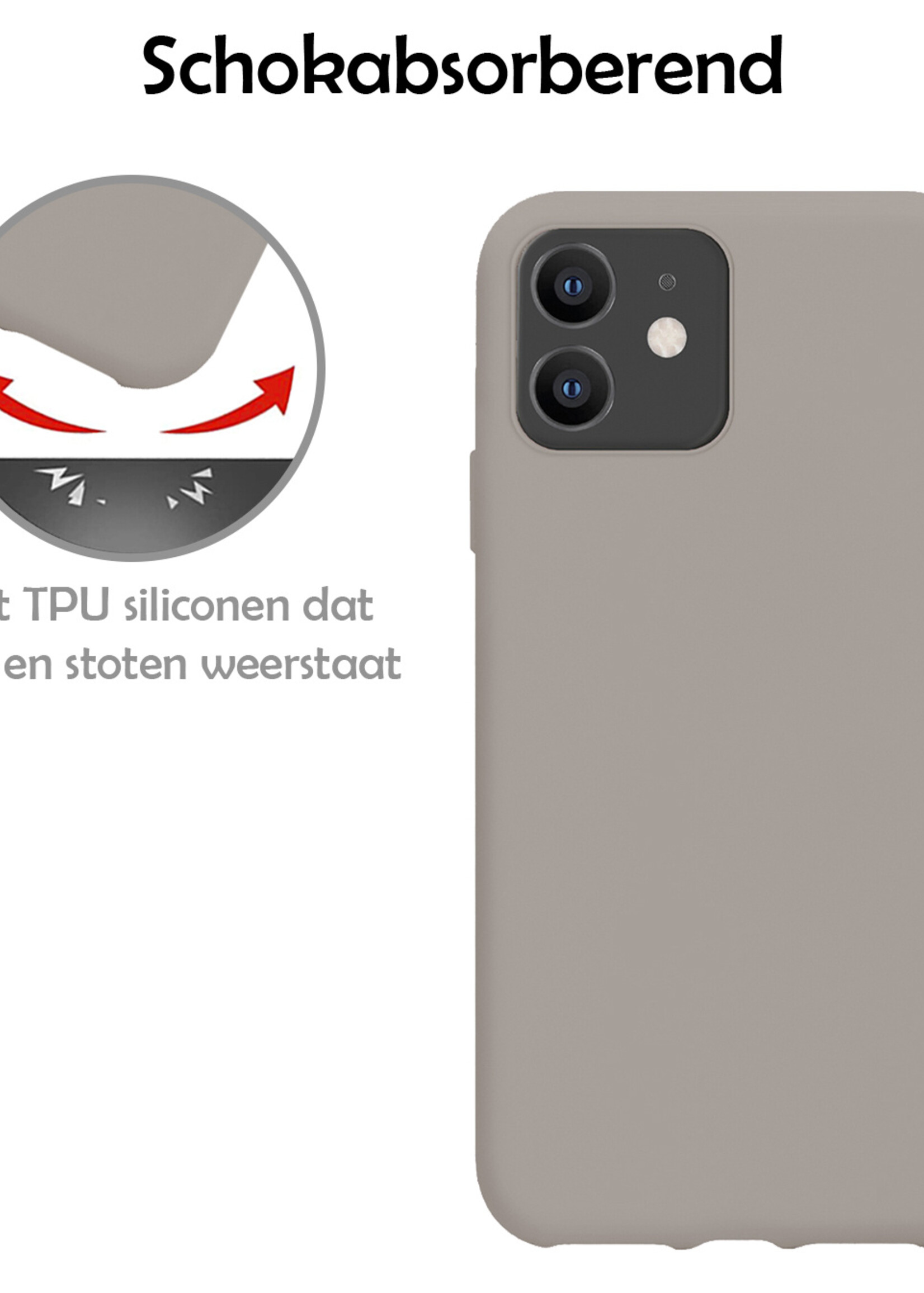 BTH Hoesje Geschikt voor iPhone 11 Hoesje Siliconen Case Hoes - Hoes Geschikt voor iPhone 11 Hoes Cover Case - Grijs