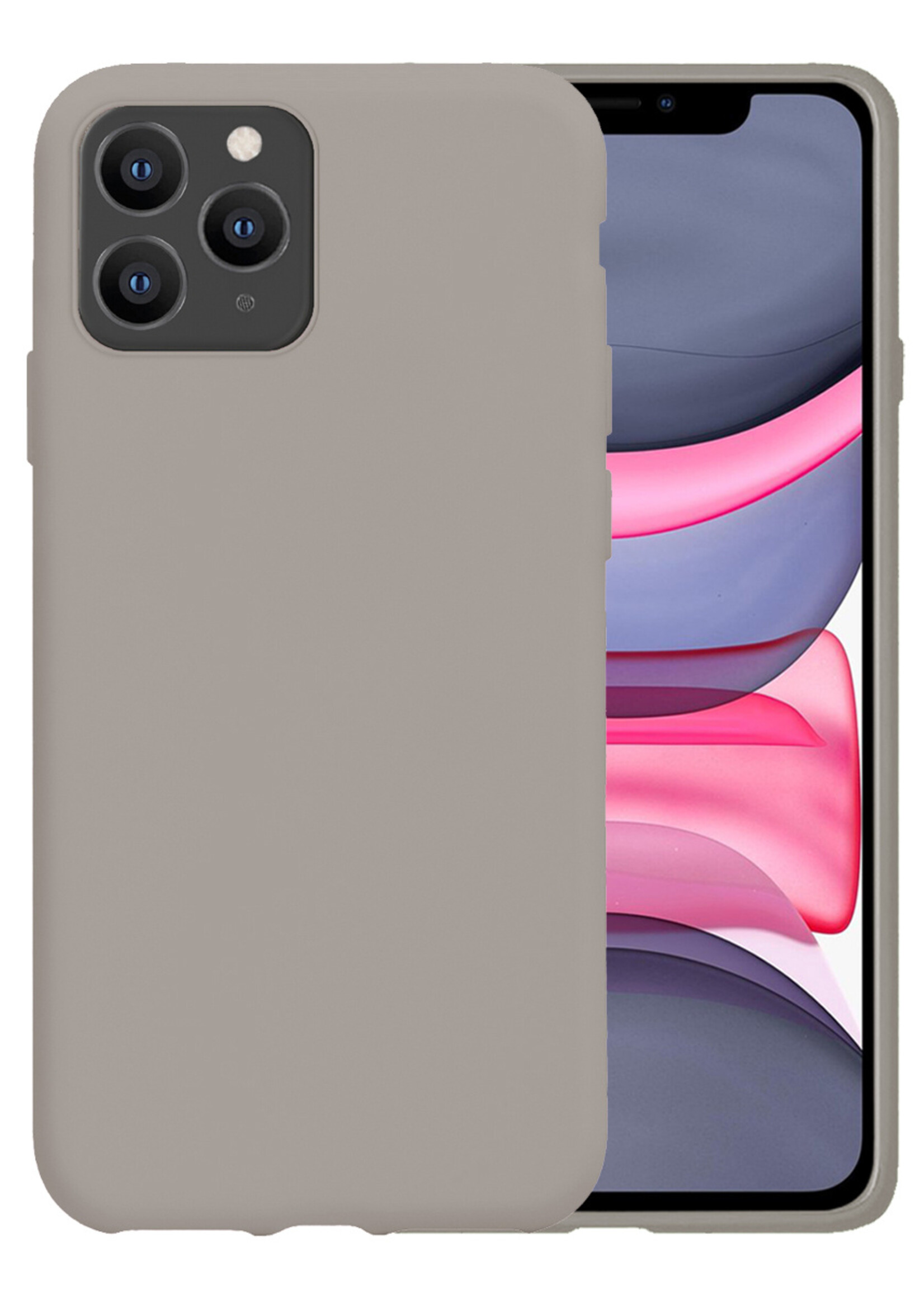 BTH Hoesje Geschikt voor iPhone 11 Pro Hoesje Siliconen Case Hoes - Hoes Geschikt voor iPhone 11 Pro Hoes Cover Case - Grijs