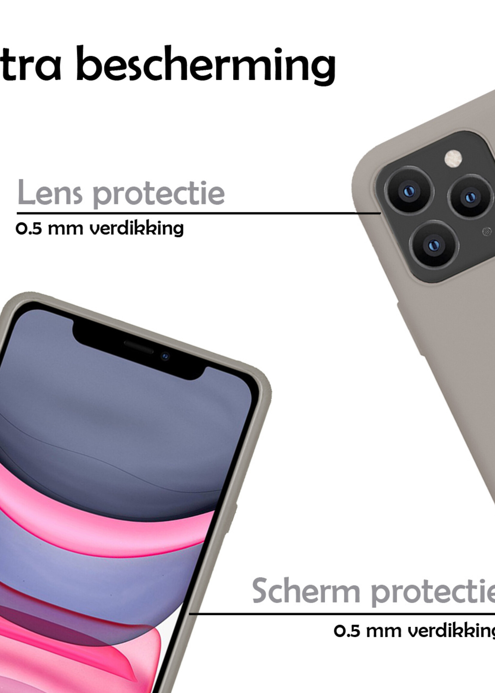 BTH Hoesje Geschikt voor iPhone 11 Pro Hoesje Siliconen Case Hoes - Hoes Geschikt voor iPhone 11 Pro Hoes Cover Case - Grijs - 2 PACK