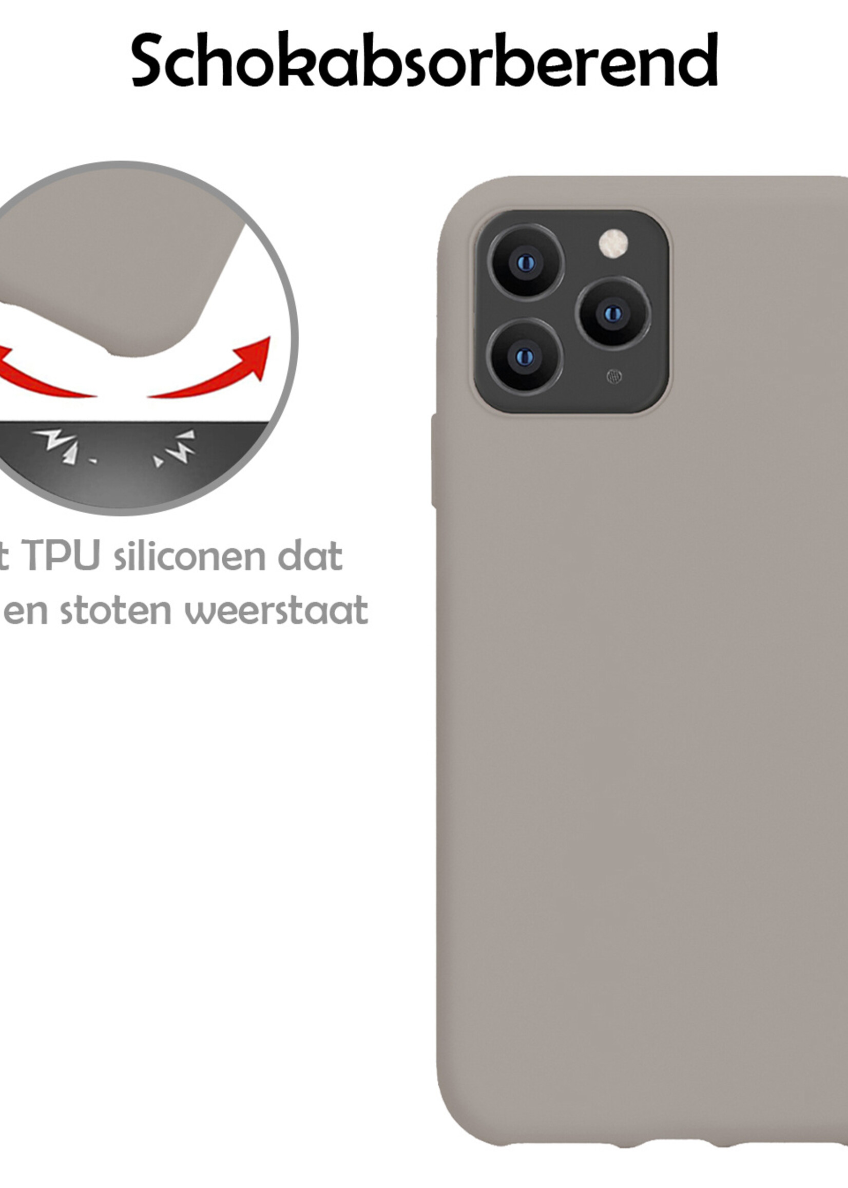 BTH Hoesje Geschikt voor iPhone 11 Pro Hoesje Siliconen Case Hoes - Hoes Geschikt voor iPhone 11 Pro Hoes Cover Case - Grijs - 2 PACK