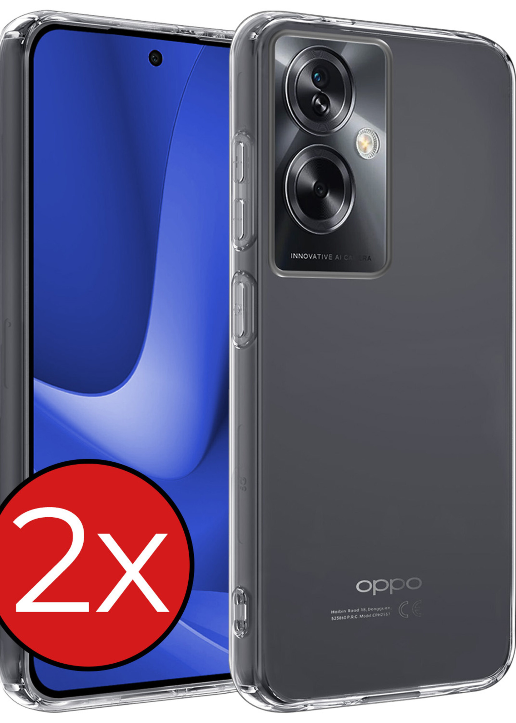 BTH Hoesje Geschikt voor OPPO A79 Hoesje Siliconen Case Hoes - Hoes Geschikt voor OPPO A79 Hoes Cover Case - Transparant - 2 PACK