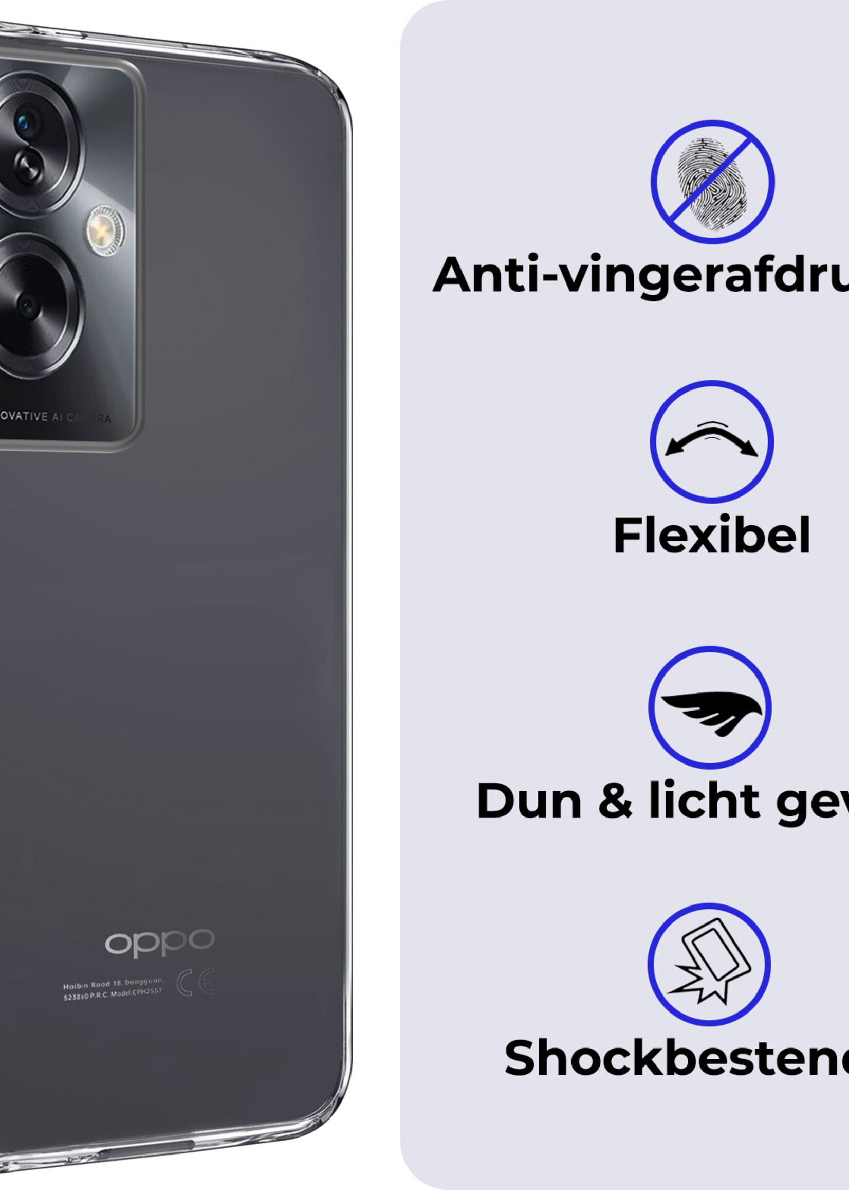 BTH Hoesje Geschikt voor OPPO A79 Hoesje Siliconen Case Hoes - Hoes Geschikt voor OPPO A79 Hoes Cover Case - Transparant - 2 PACK