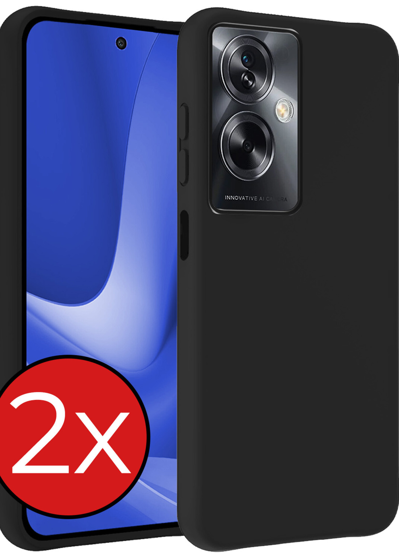 BTH Hoesje Geschikt voor OPPO A79 Hoesje Siliconen Case Hoes - Hoes Geschikt voor OPPO A79 Hoes Cover Case - Zwart - 2 PACK
