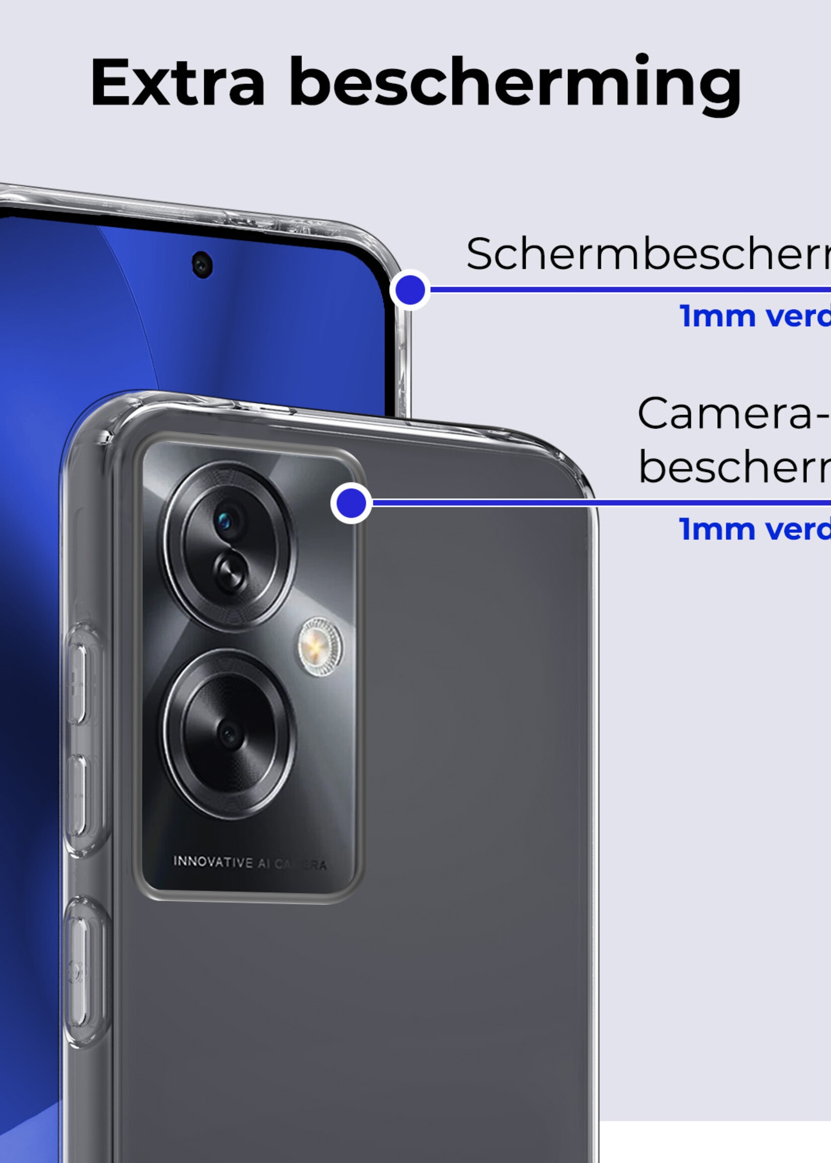 BTH Hoesje Geschikt voor OPPO A79 Hoesje Siliconen Case Hoes Met 2x Screenprotector - Hoes Geschikt voor OPPO A79 Hoes Cover Case - Transparant