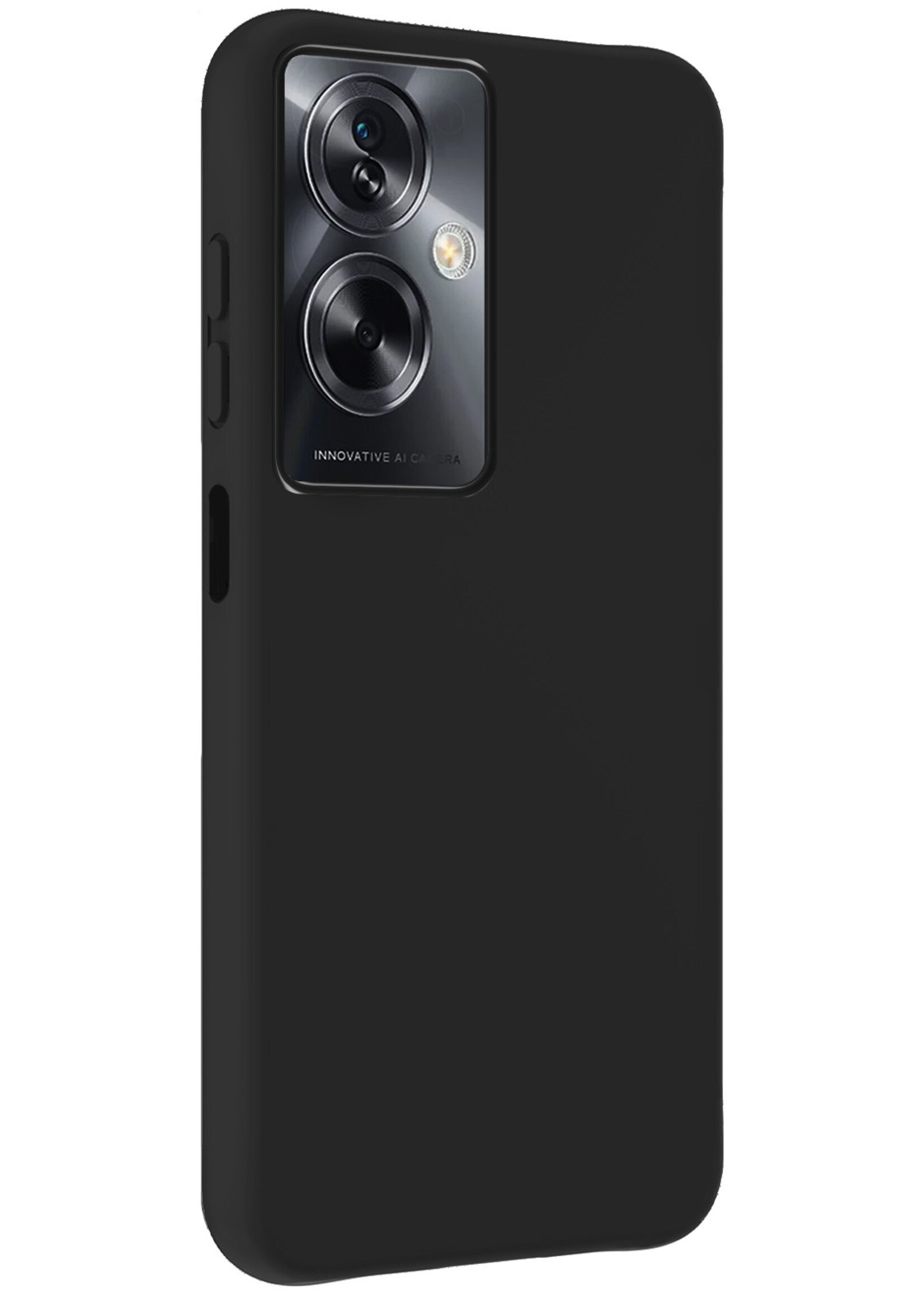 BTH Hoesje Geschikt voor OPPO A79 Hoesje Siliconen Case Hoes Met 2x Screenprotector - Hoes Geschikt voor OPPO A79 Hoes Cover Case - Zwart