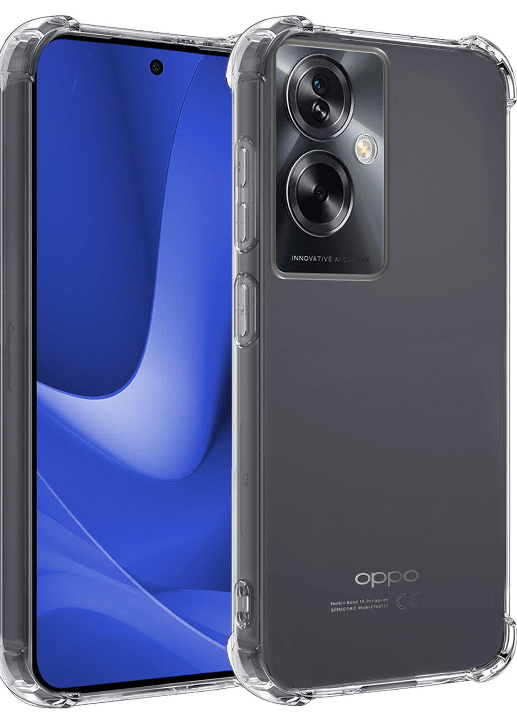 BTH Hoesje Geschikt voor OPPO A79 Hoesje Siliconen Shock Proof Case Hoes - Hoes Geschikt voor OPPO A79 Hoes Cover Case Shockproof - Transparant