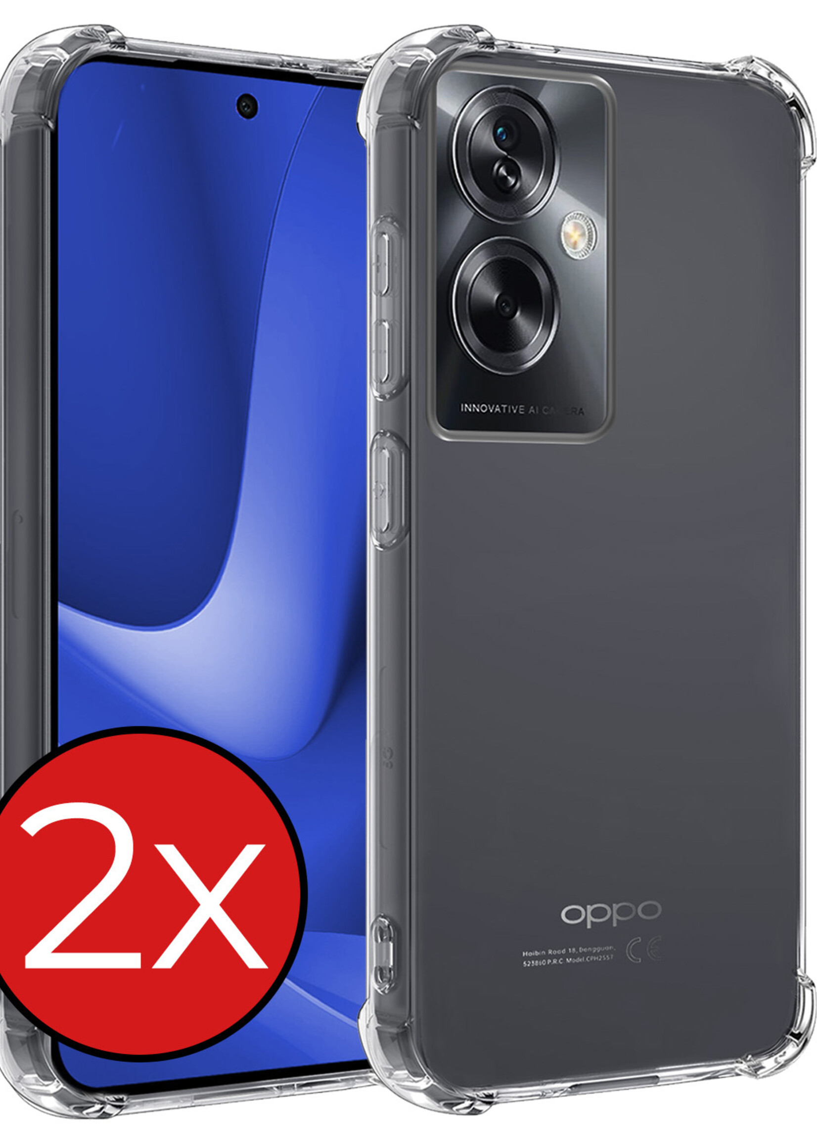 BTH Hoesje Geschikt voor OPPO A79 Hoesje Siliconen Shock Proof Case Hoes - Hoes Geschikt voor OPPO A79 Hoes Cover Case Shockproof - Transparant - 2 PACK