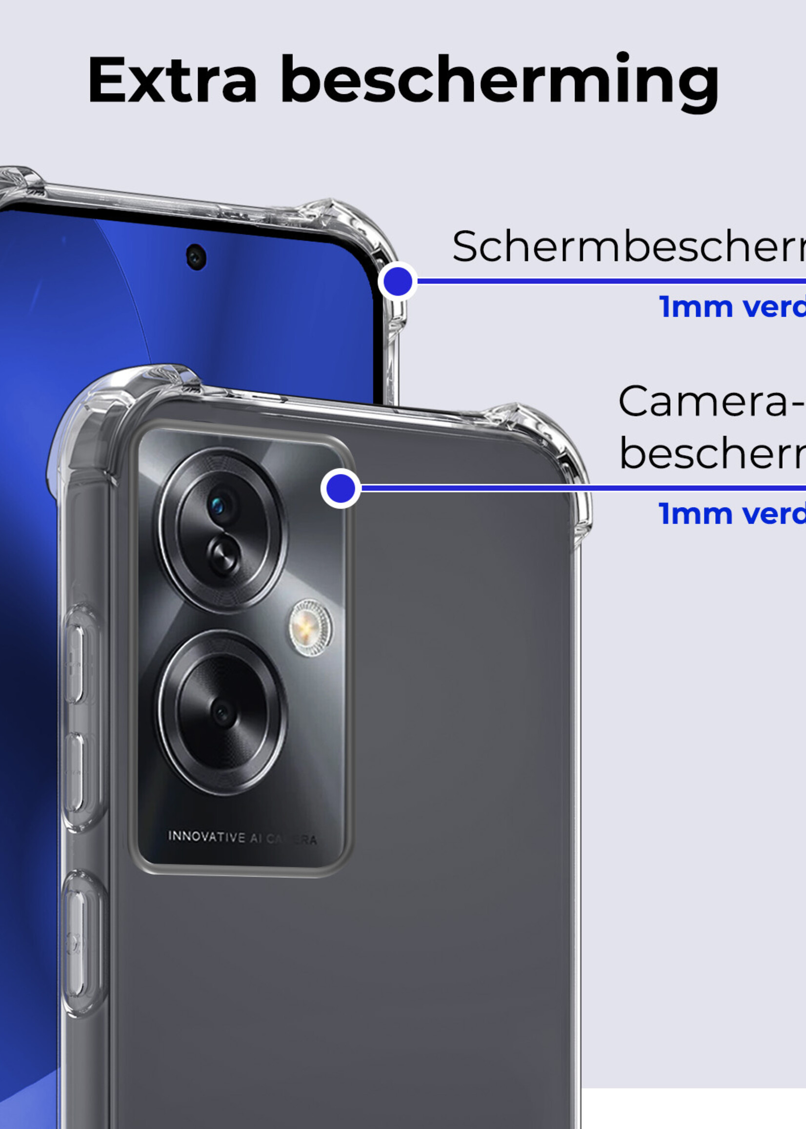 BTH Hoesje Geschikt voor OPPO A79 Hoesje Siliconen Shock Proof Case Hoes - Hoes Geschikt voor OPPO A79 Hoes Cover Case Shockproof - Transparant - 2 PACK