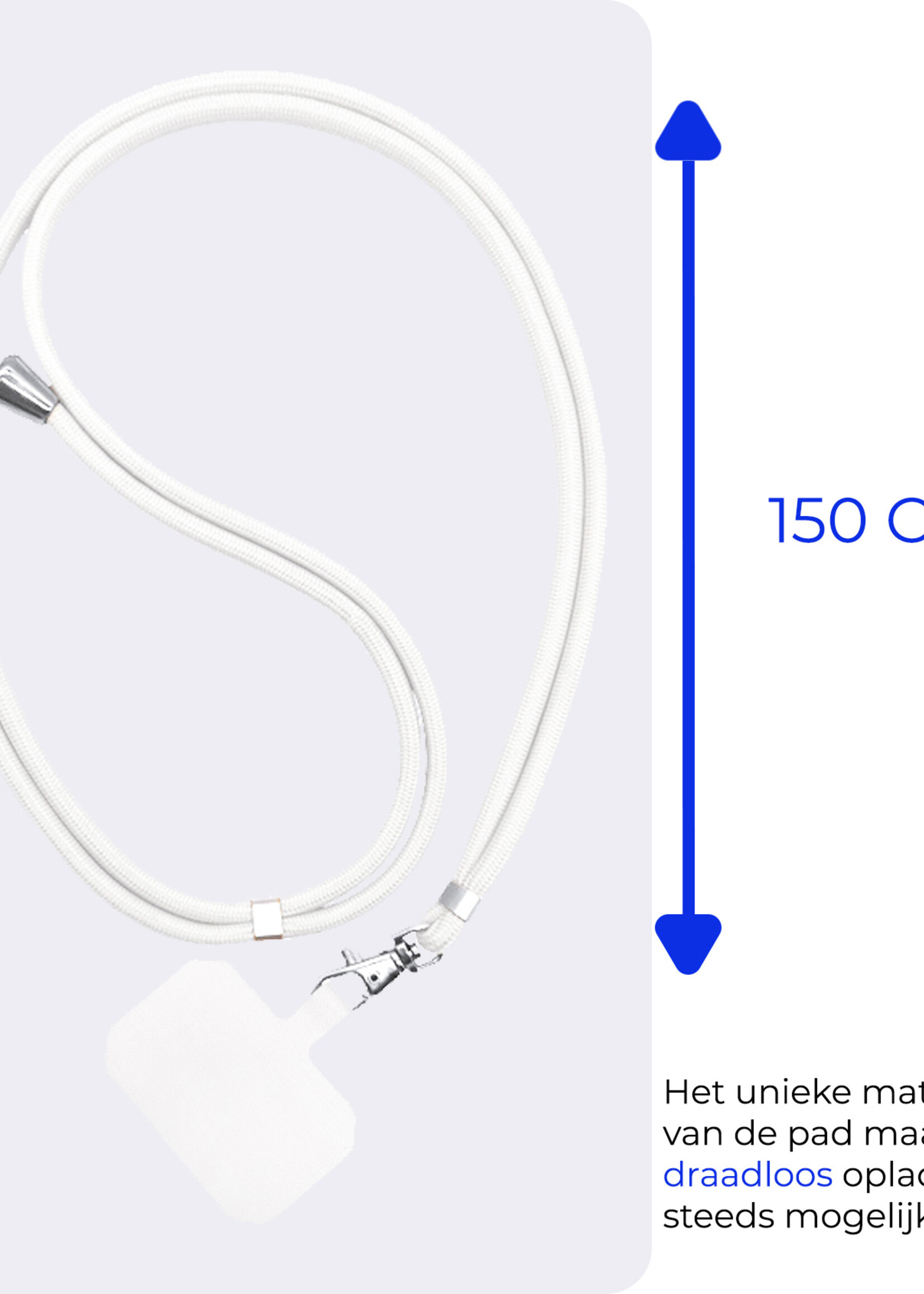 BTH Telefoonkoord Universeel Verstelbaar Telefoon Koord Telefoonkoorden Telefoonketting - 150 cm - Wit
