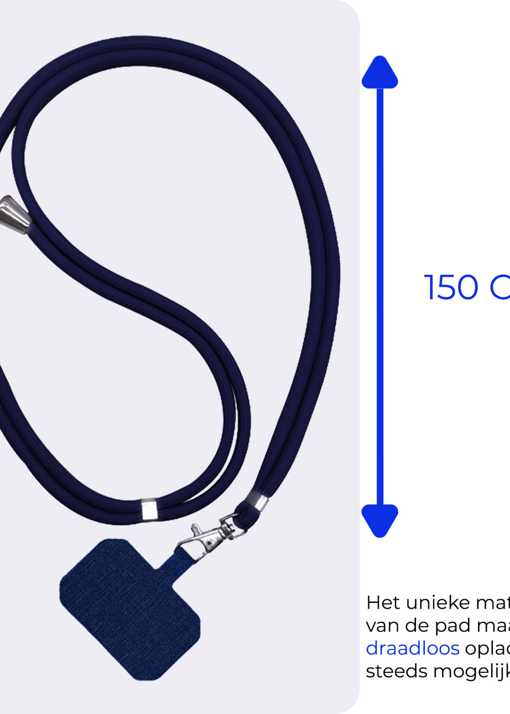BTH Telefoonkoord Universeel Verstelbaar Telefoon Koord Telefoonkoorden Telefoonketting - 150 cm - Donkerblauw