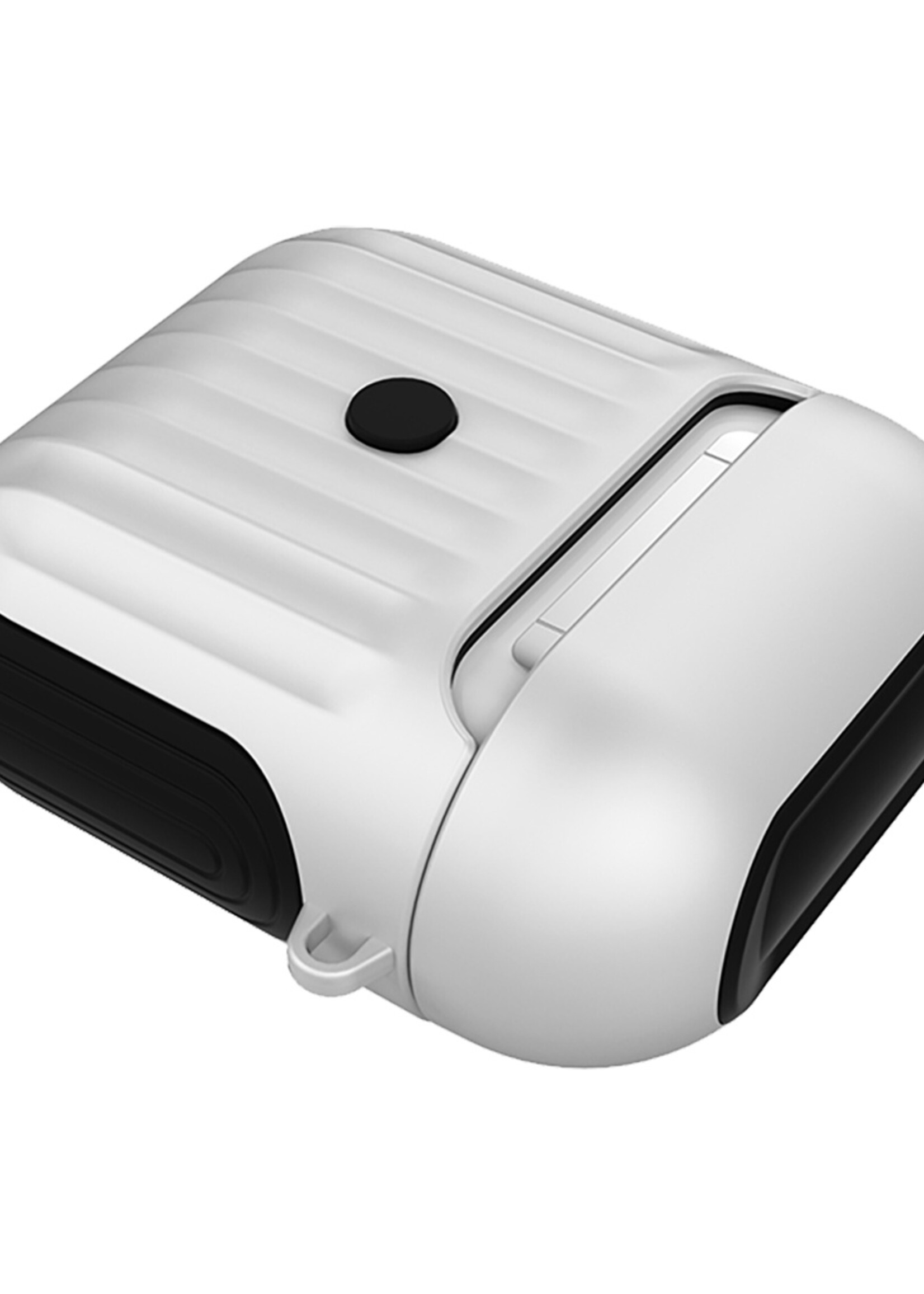 BTH Case Geschikt voor AirPods 1 Hoesje Hoes Hard Cover Ribbels - Hoesje Geschikt voor Apple Airpods 1 Case Met Ribbels - Wit - 2 PACK