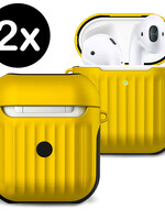 BTH BTH Hoes Voor Apple AirPods 2 Case Hoesje Hard Cover Ribbels - Geel - 2 PACK