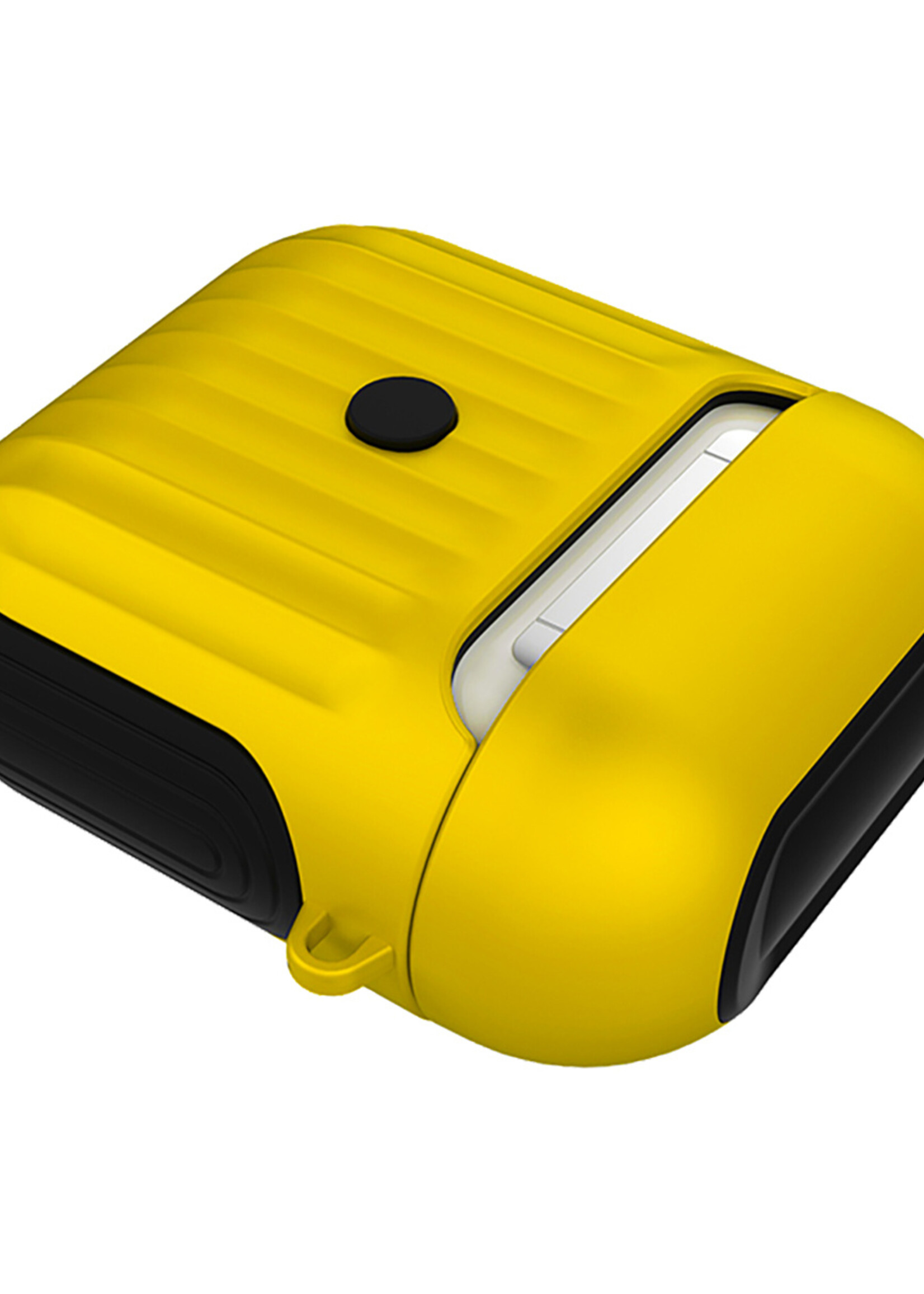 BTH Case Geschikt voor AirPods 2 Hoesje Hoes Hard Cover Ribbels - Hoesje Geschikt voor Apple Airpods 2 Case Met Ribbels - Geel