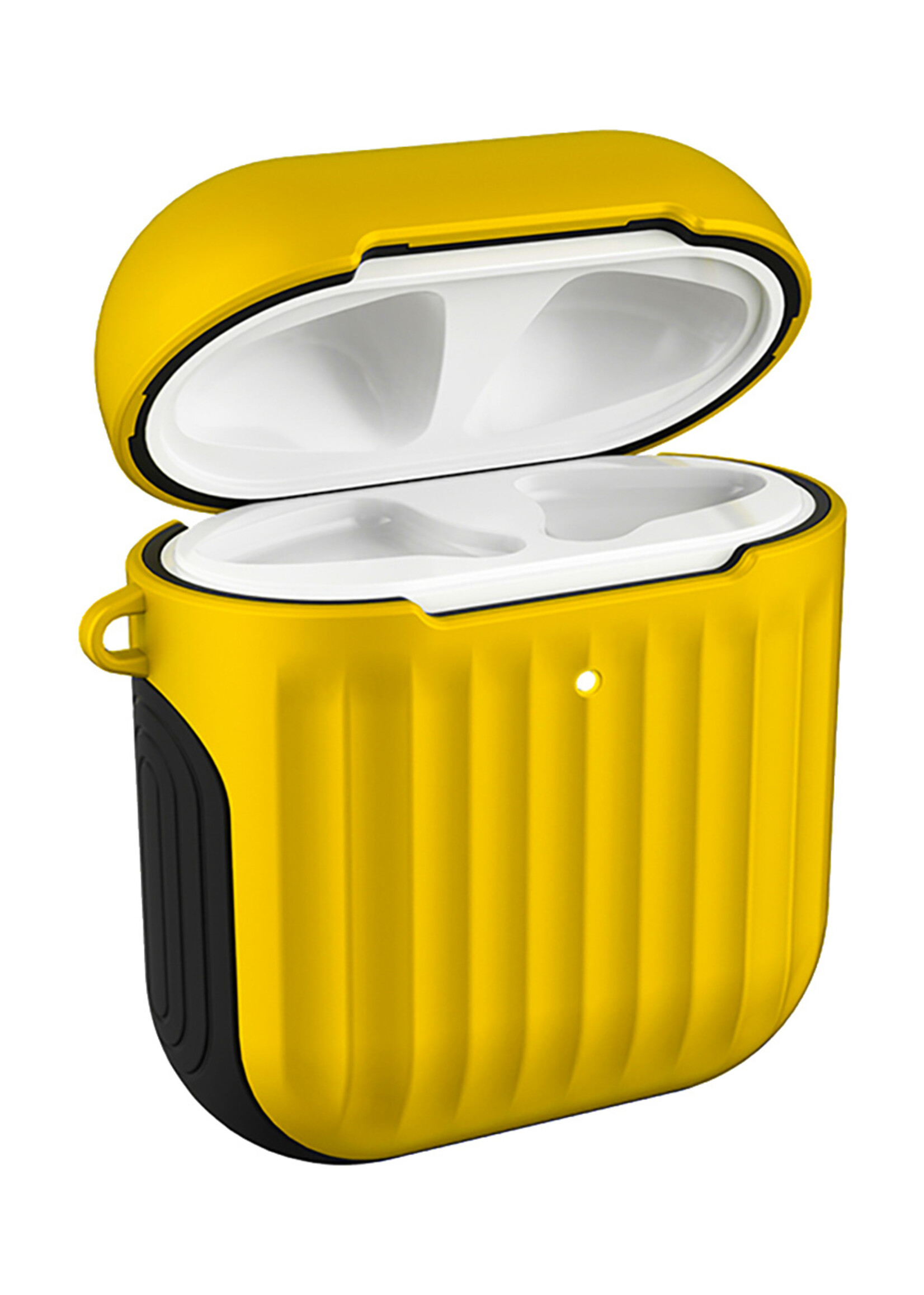 BTH Case Geschikt voor AirPods 2 Hoesje Hoes Hard Cover Ribbels - Hoesje Geschikt voor Apple Airpods 2 Case Met Ribbels - Geel