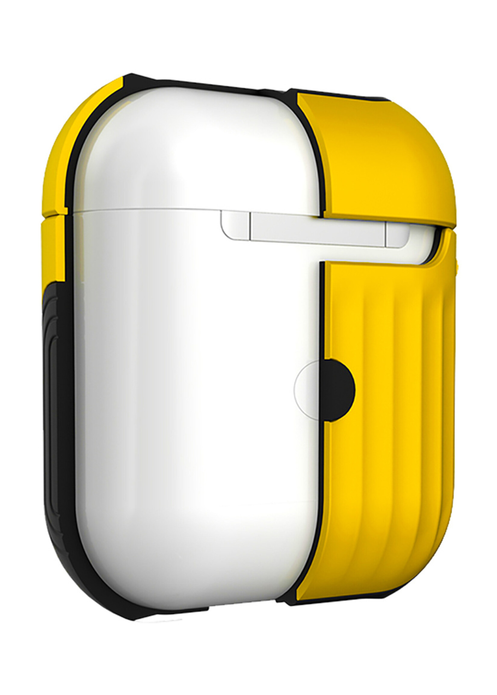 BTH Case Geschikt voor AirPods 2 Hoesje Hoes Hard Cover Ribbels - Hoesje Geschikt voor Apple Airpods 2 Case Met Ribbels - Geel