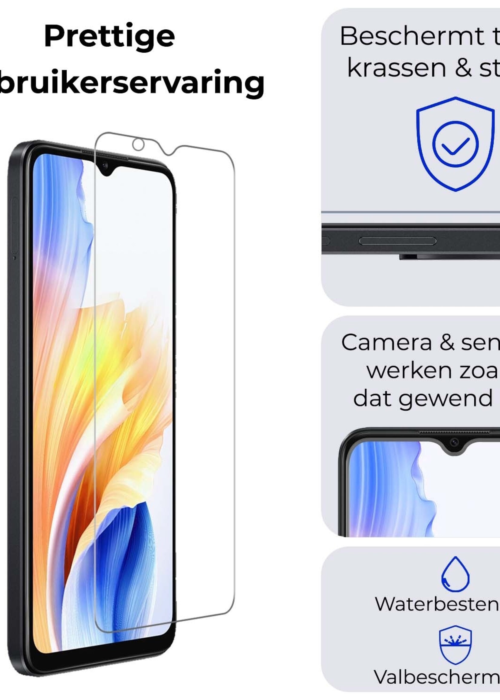 BTH Screenprotector Geschikt voor OPPO A18 Screenprotector Glas Gehard Tempered Glass - Screenprotector Geschikt voor OPPO A18 Screen Protector Screen Cover - 2 PACK