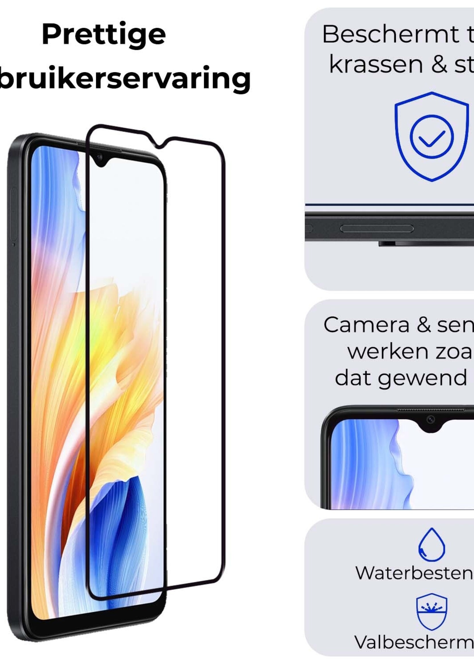 BTH Screenprotector Geschikt voor OPPO A18 Screenprotector Glas Gehard Tempered Glass Full Cover - Screenprotector Geschikt voor OPPO A18 Screen Protector Screen Cover