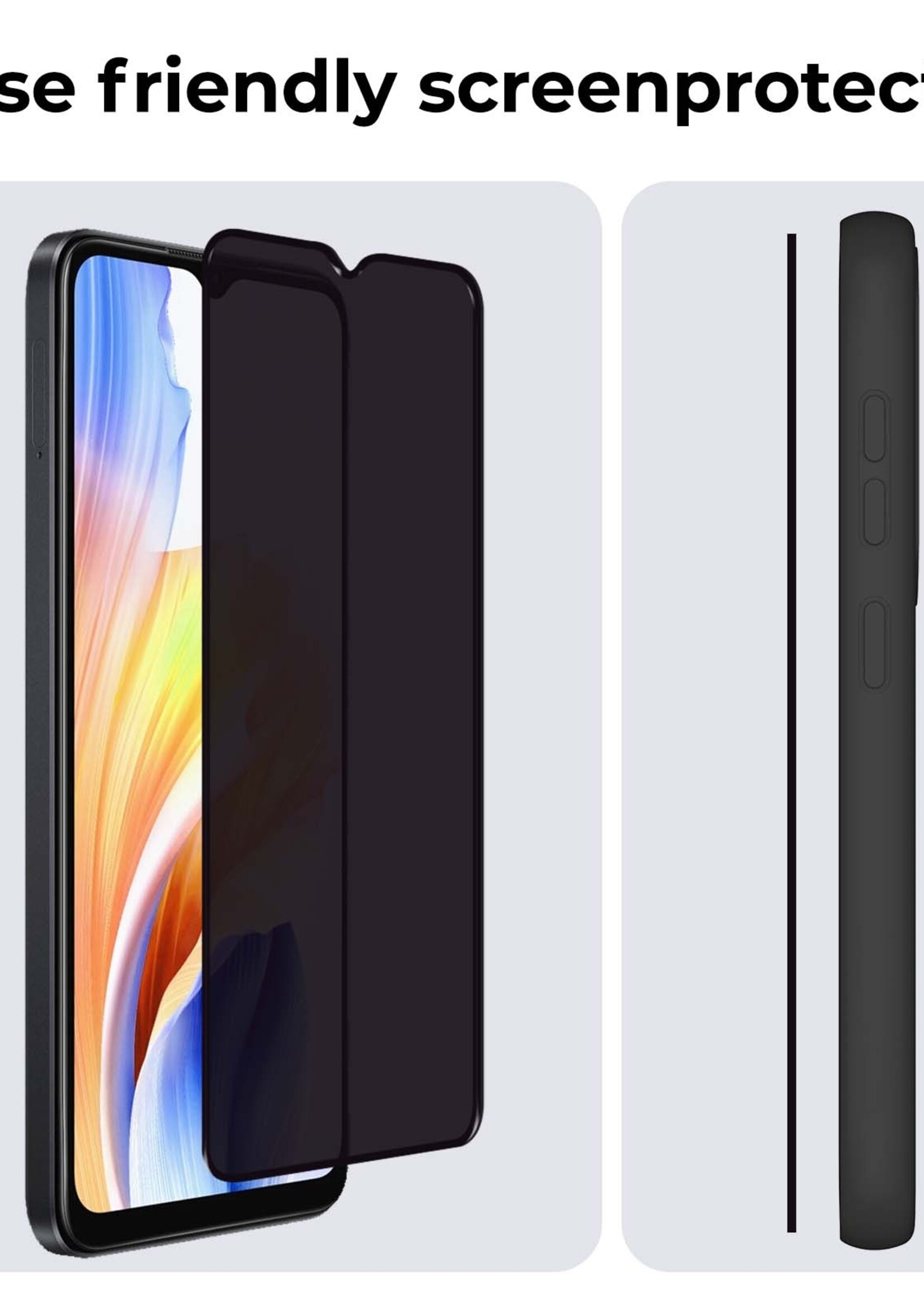 BTH Screenprotector Geschikt voor OPPO A18 Screenprotector Privacy Glas Gehard Full Cover - Screenprotector Geschikt voor OPPO A18 Screenprotector Privacy Tempered Glass