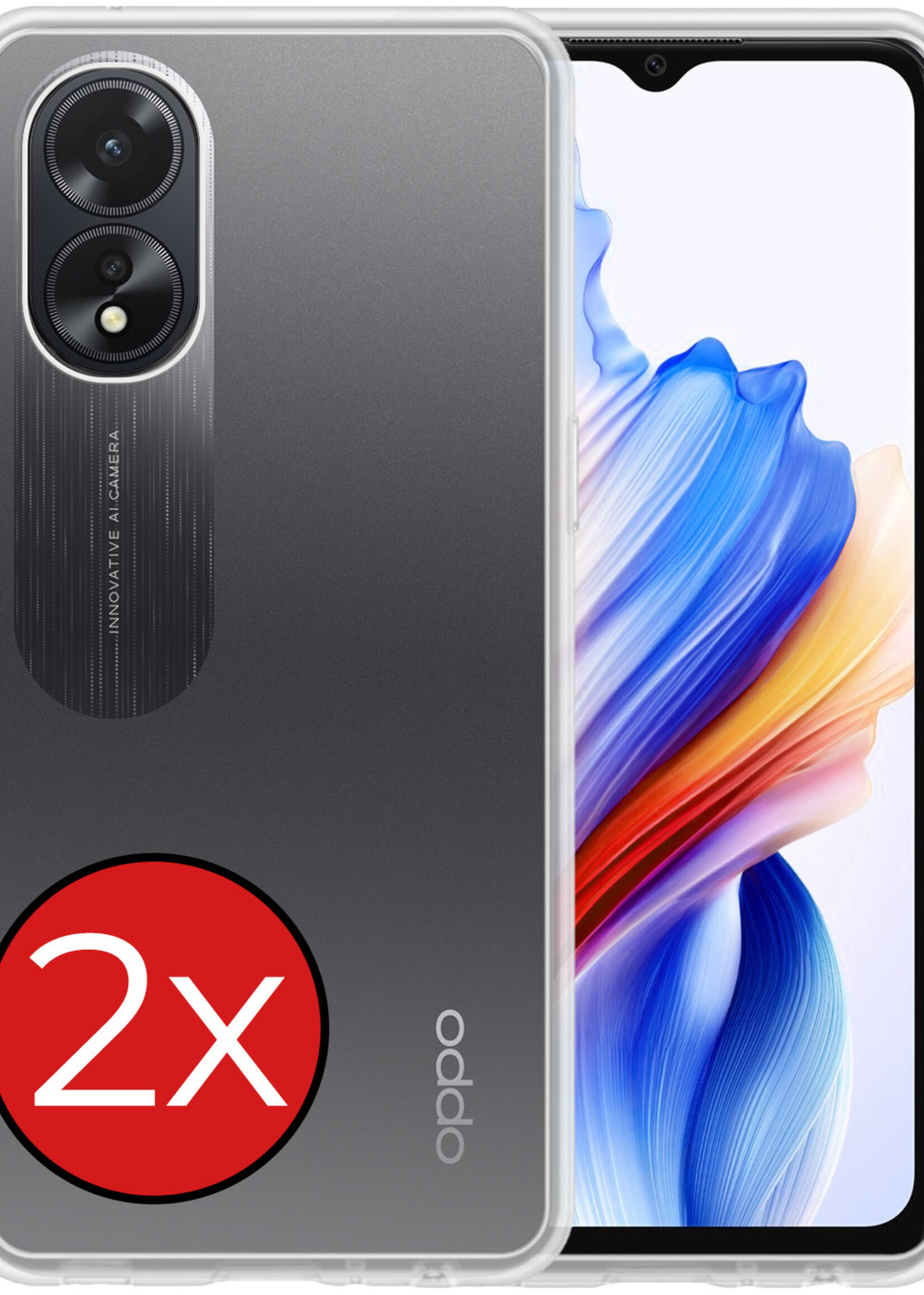BTH Hoesje Geschikt voor OPPO A18 Hoesje Siliconen Case Hoes - Hoes Geschikt voor OPPO A18 Hoes Cover Case - Transparant - 2 PACK