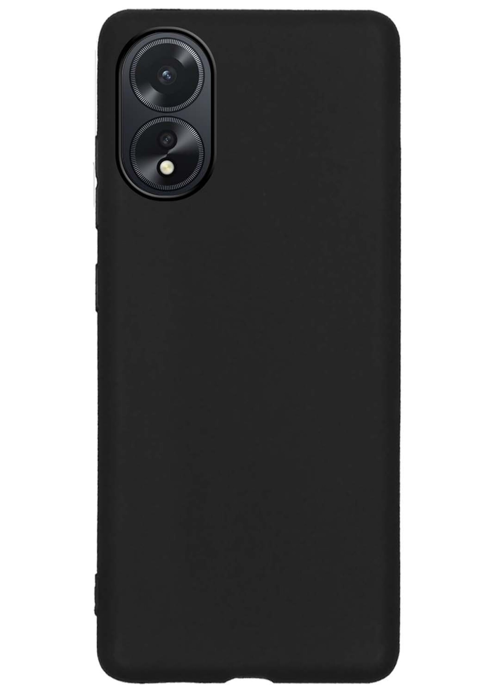 BTH Hoesje Geschikt voor OPPO A18 Hoesje Siliconen Case Hoes Met Screenprotector - Hoes Geschikt voor OPPO A18 Hoes Cover Case - Zwart